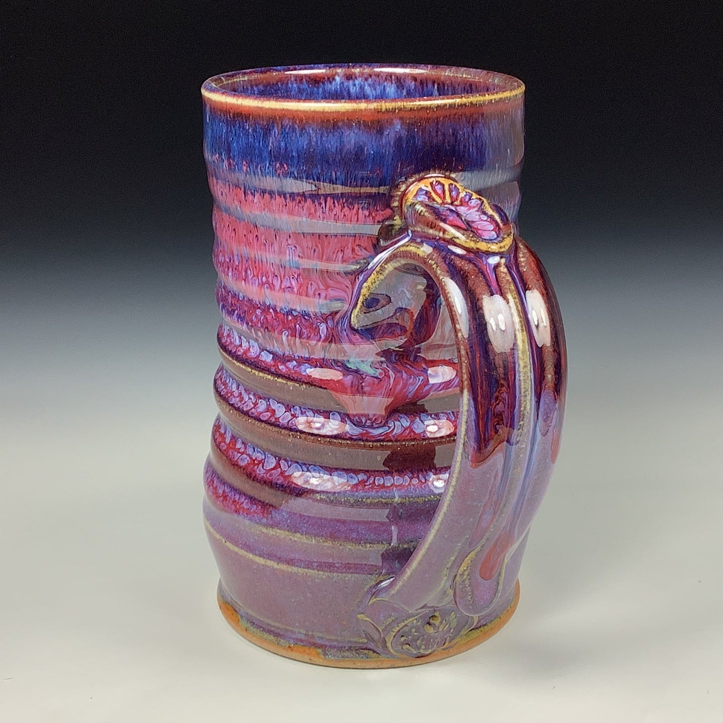 Handmade ceramic mugs stoneware coffee mugs pottery tea mugs stoneware drinkware - purple red wiggle item 3855