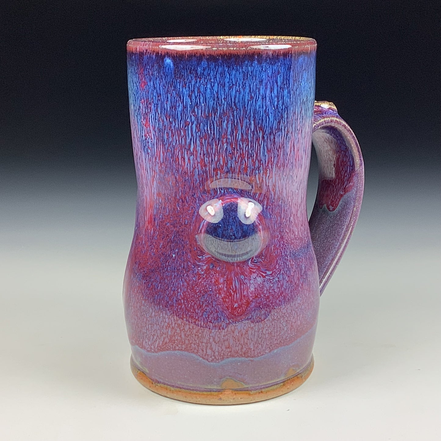 Handmade ceramic mugs stoneware coffee mugs pottery tea mugs stoneware drinkware - Purple red bamboo bump mug 3789