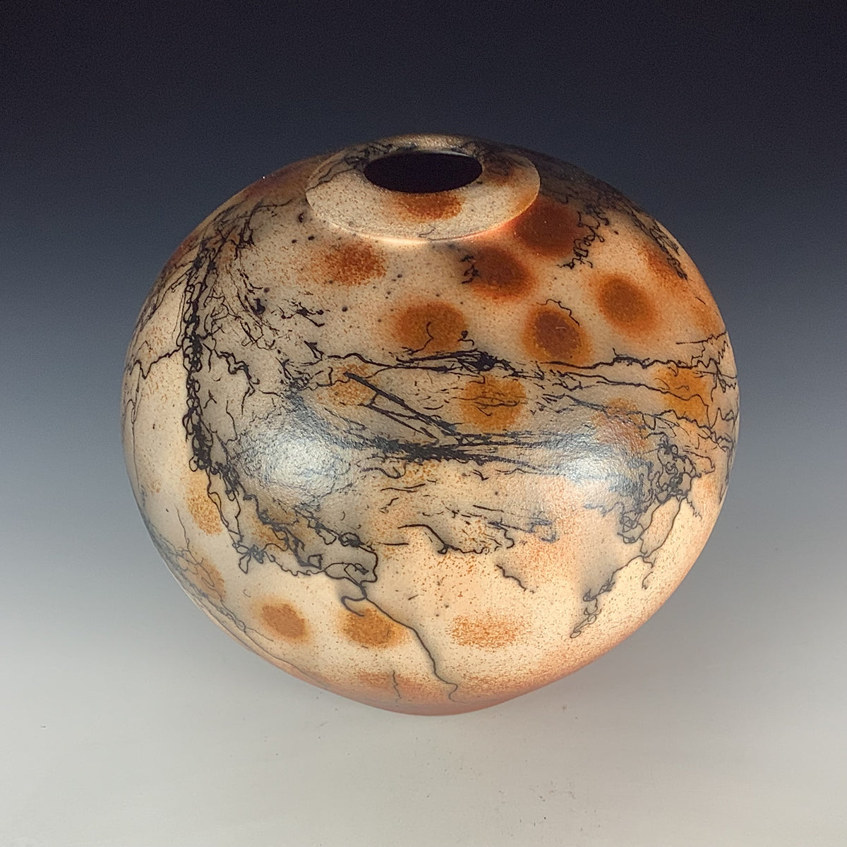 Handmade Horsehair Raku Pottery Vase
