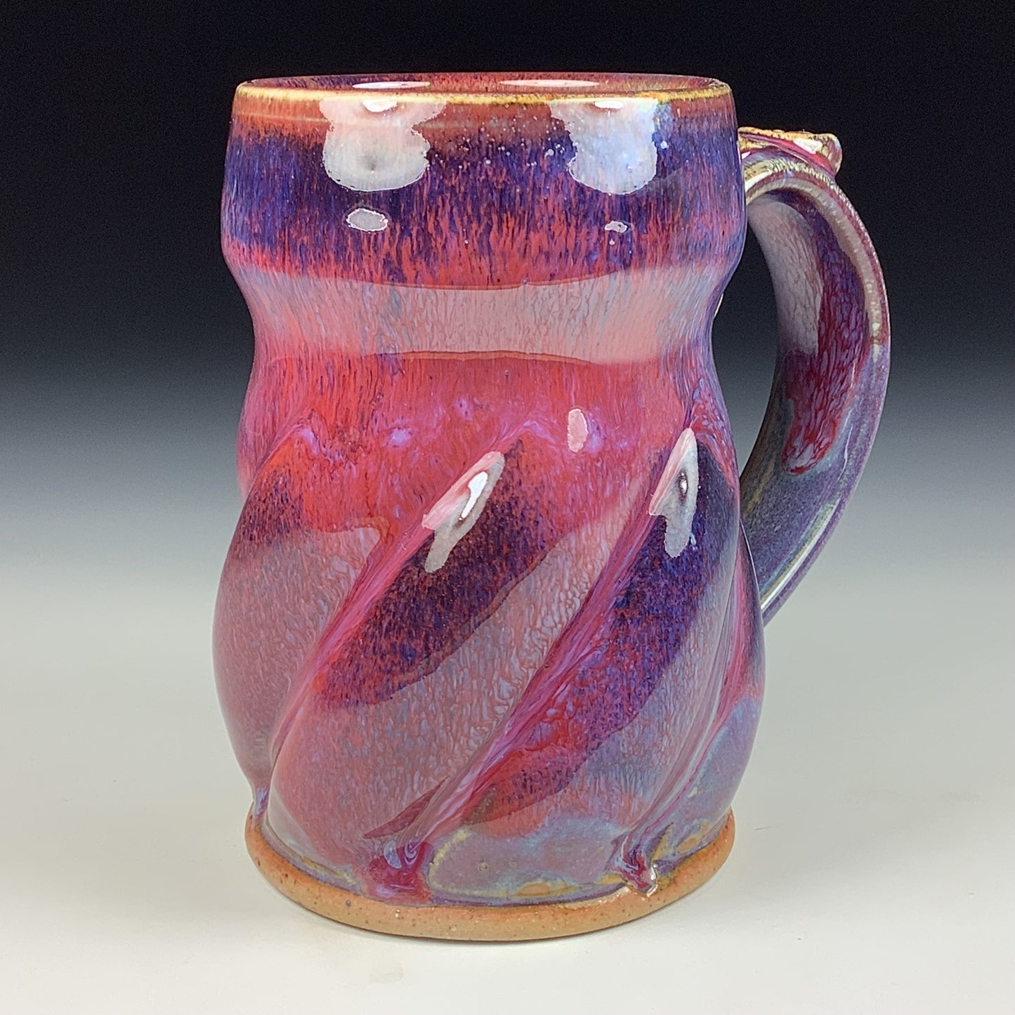 Handmade ceramic mugs stoneware coffee mugs pottery tea mugs stoneware drinkware - purple red twisty mug 3771
