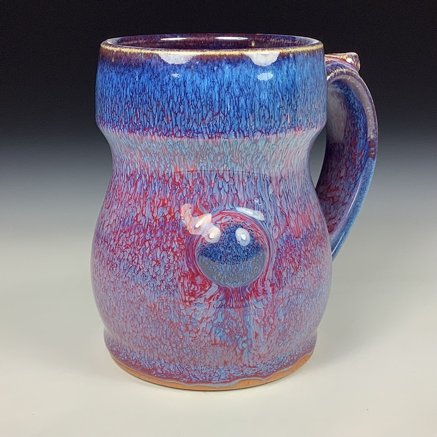 Handmade ceramic mugs stoneware coffee mugs pottery tea mugs stoneware drinkware - Purple red slip dotted bump 3859