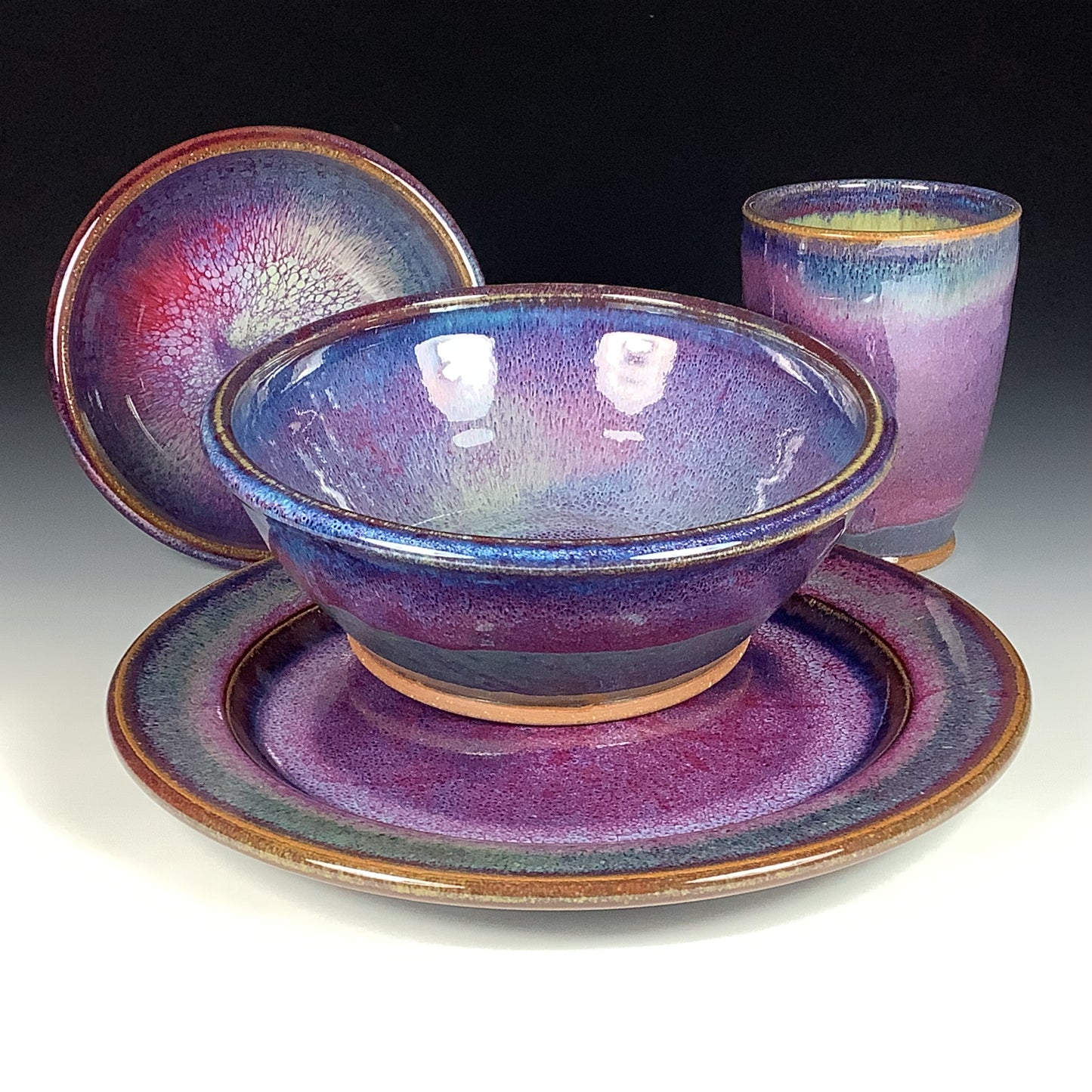 Handmade ceramic artisanal pottery dinnerware stoneware single plate setting - Purple item 3891