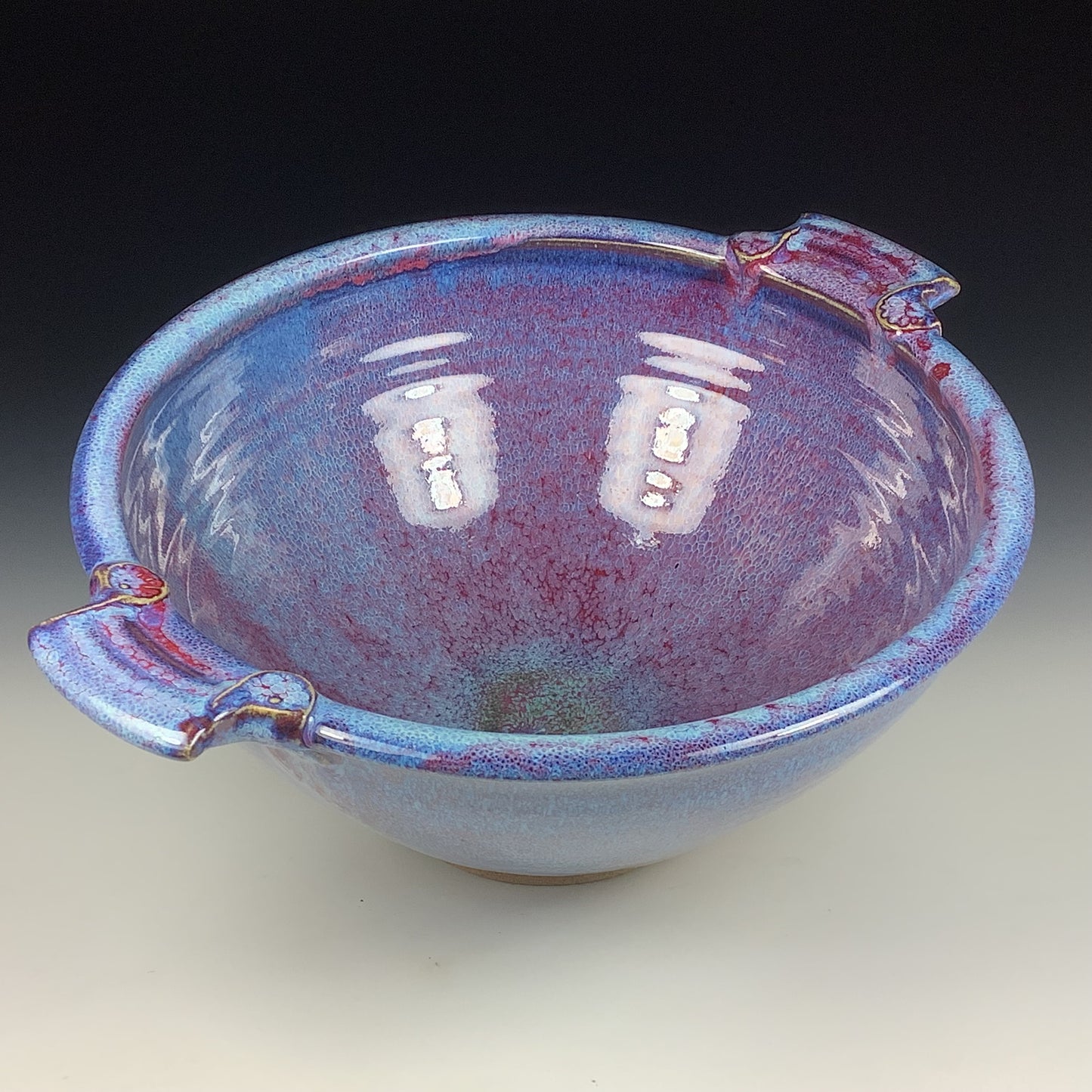 Handmade ceramic artisanal pottery bowls dinnerware stoneware serving bowls centerpiece - Large purple with handles 3683