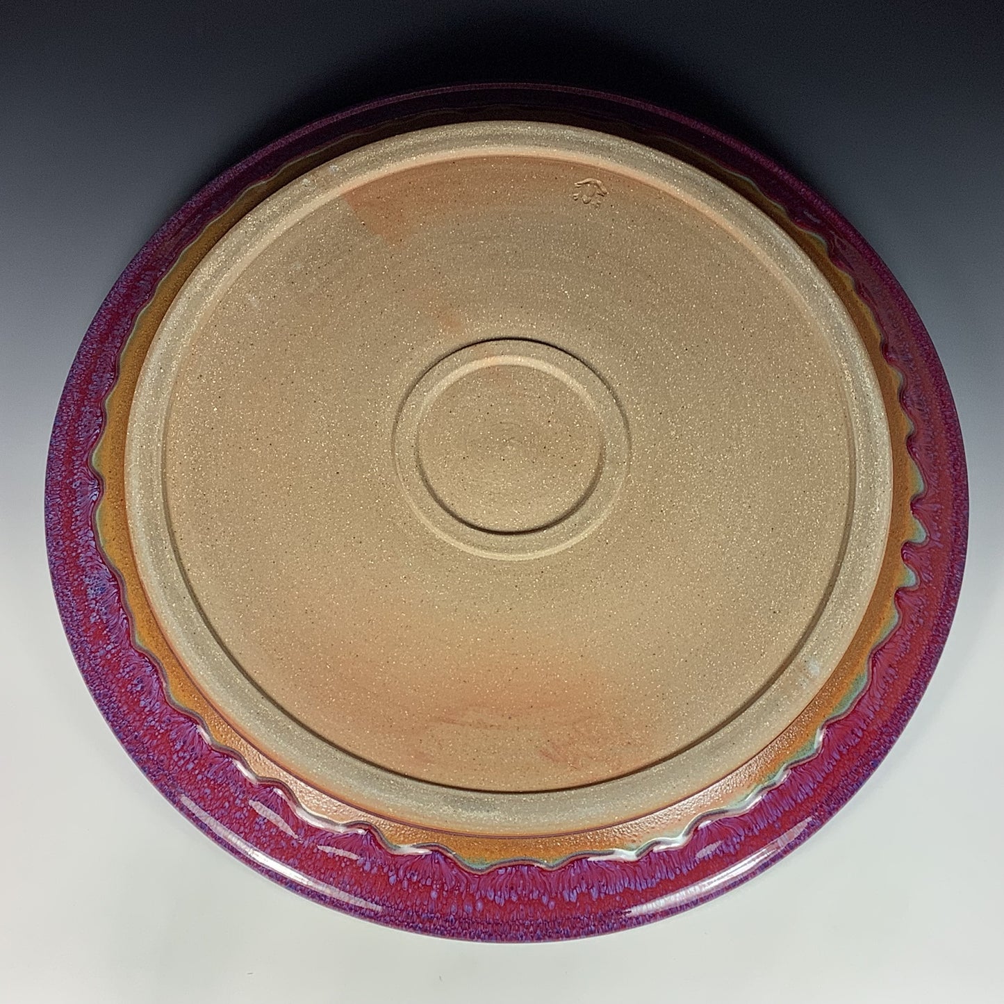 Handmade ceramic artisanal pottery dinnerware stoneware serving huge platter centerpiece - Purple item 3890