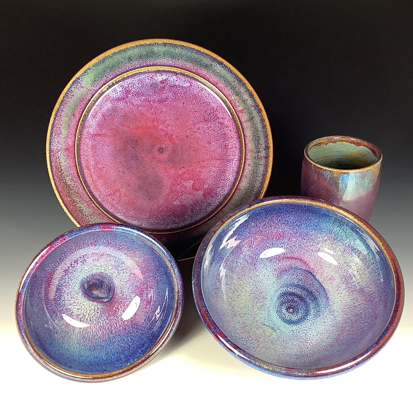 Handmade ceramic artisanal pottery dinnerware stoneware single plate setting - Purple item 3892