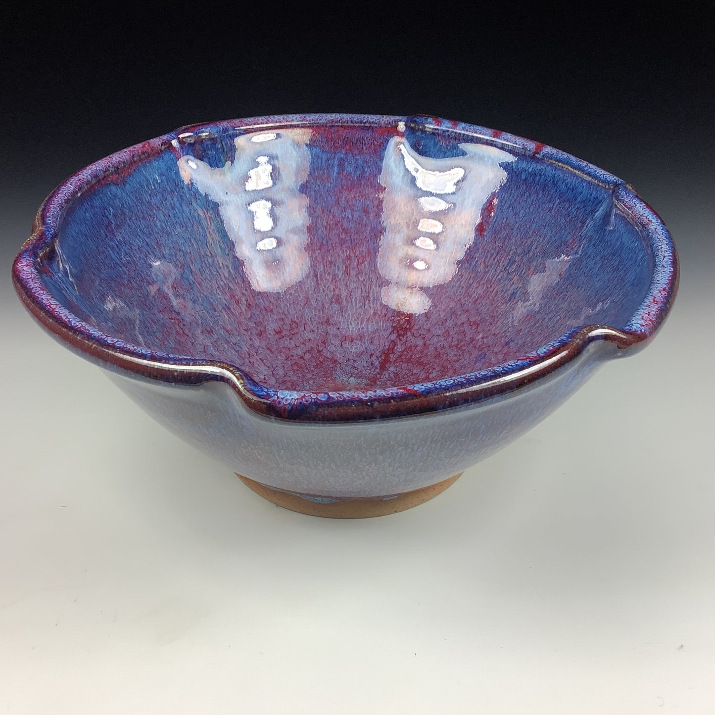 Handmade ceramic artisanal pottery bowls dinnerware stoneware serving bowls centerpiece - Medium purple scalloped rim serving bowl 3675