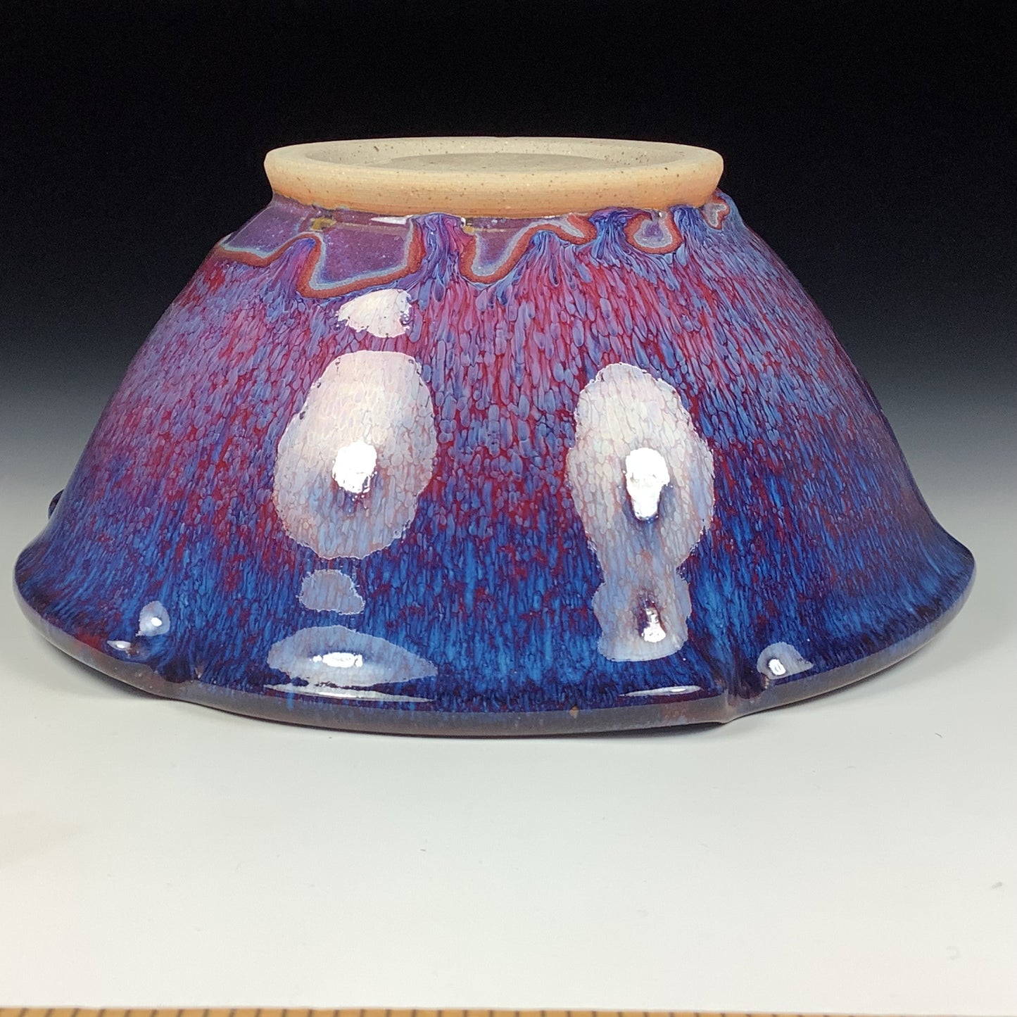 Handmade ceramic artisanal pottery bowls dinnerware stoneware serving bowls centerpiece - Medium purple scalloped rim serving bowl 3675