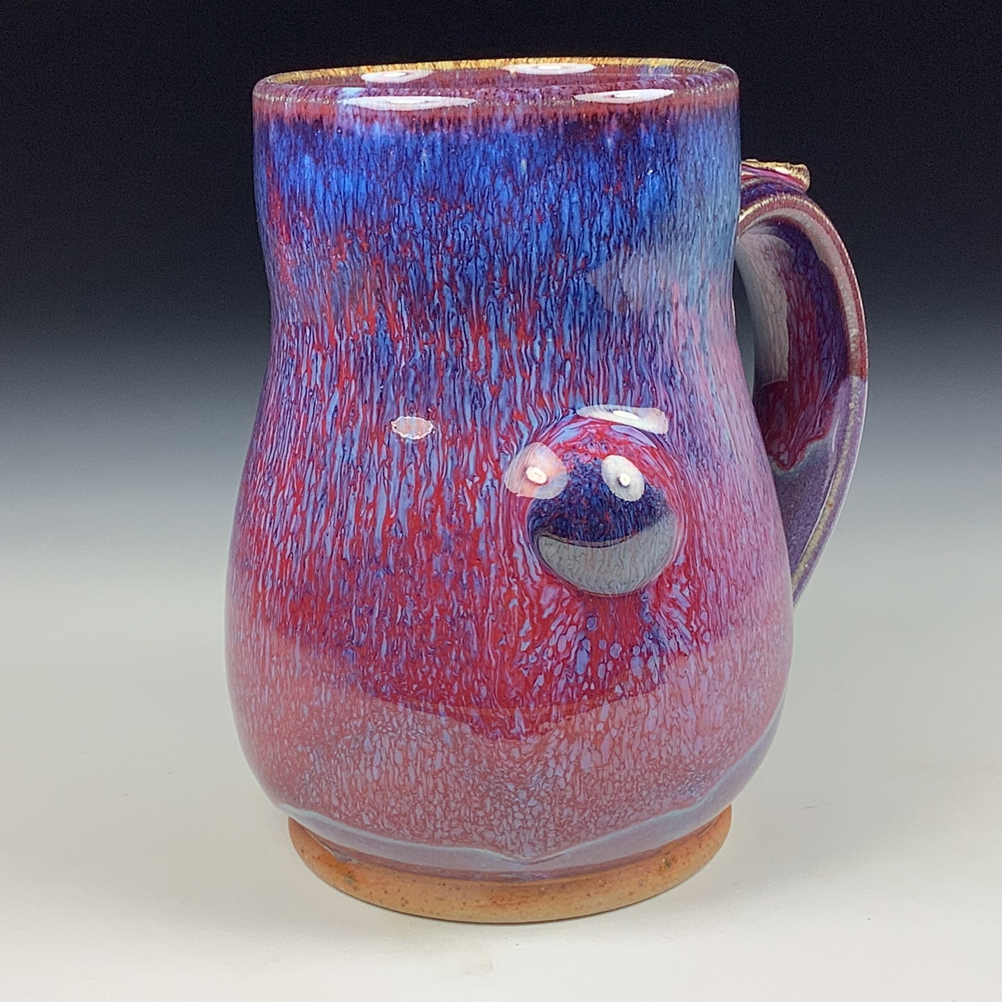 Handmade ceramic mugs stoneware coffee mugs pottery tea mugs stoneware drinkware - Purple red bamboo bump mug 3761