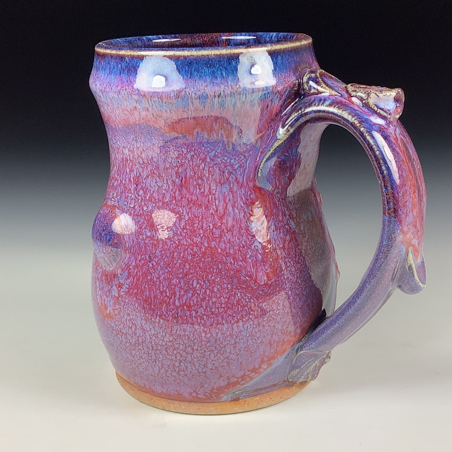 Handmade ceramic mugs stoneware coffee mugs pottery tea mugs stoneware drinkware - Purple red bamboo bump mug 3759