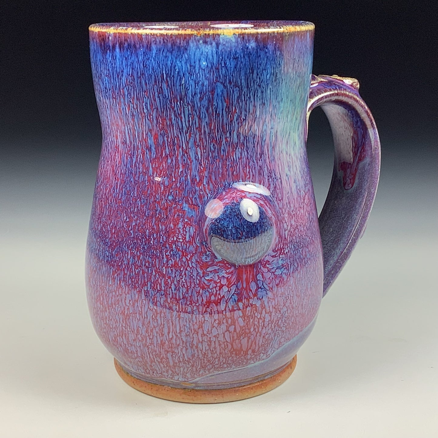Handmade ceramic mugs stoneware coffee mugs pottery tea mugs stoneware drinkware - Purple red bamboo slip bump mug 3780