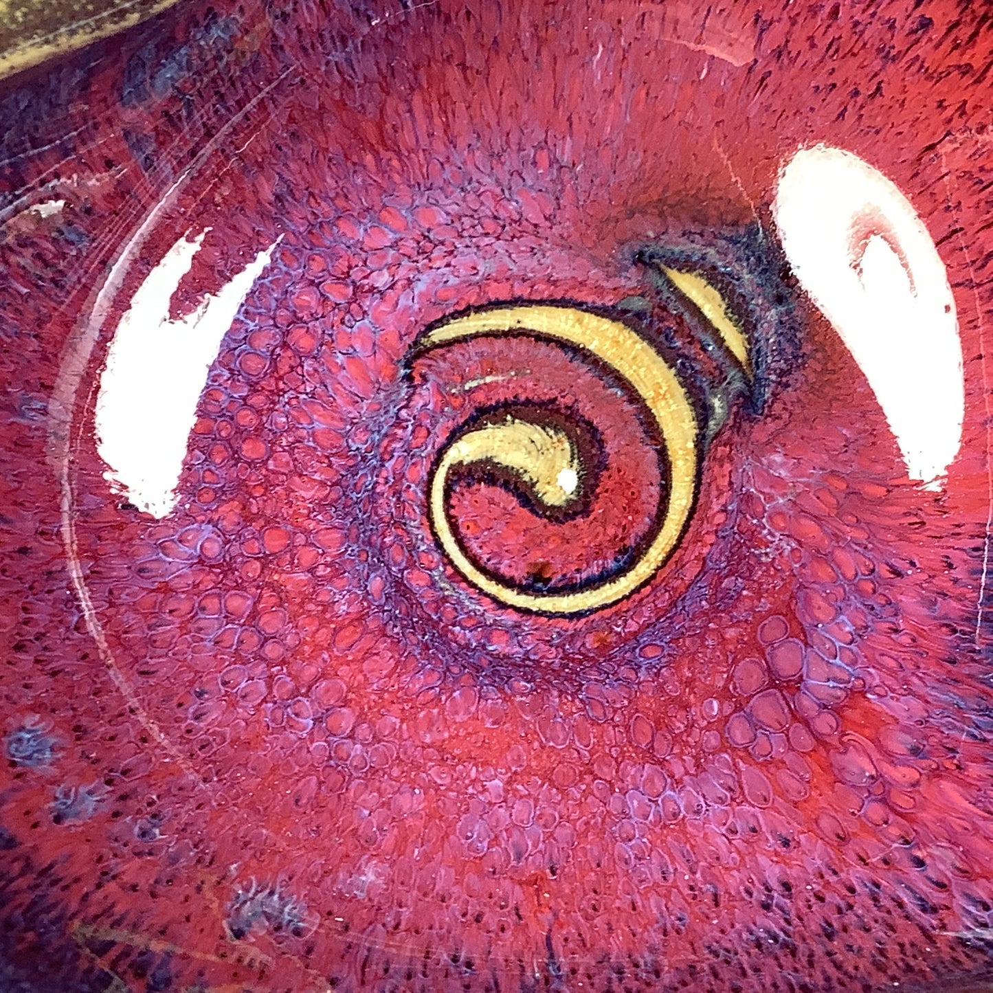 Handmade Ceramic Heart-Shaped Bowl, Red Purple Glaze - Item 4038