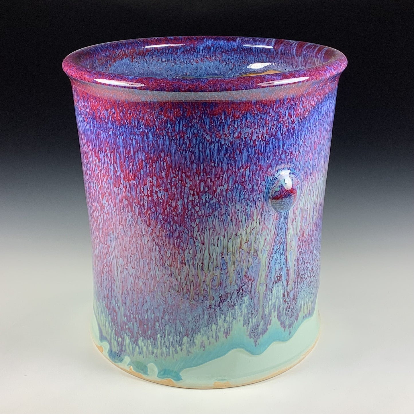 Decorative pottery vases large utensil holder crock rustic clay vases artistic luxury handmade vases artistic centerpieces dinnerware stoneware- large purple red blue bump 3835