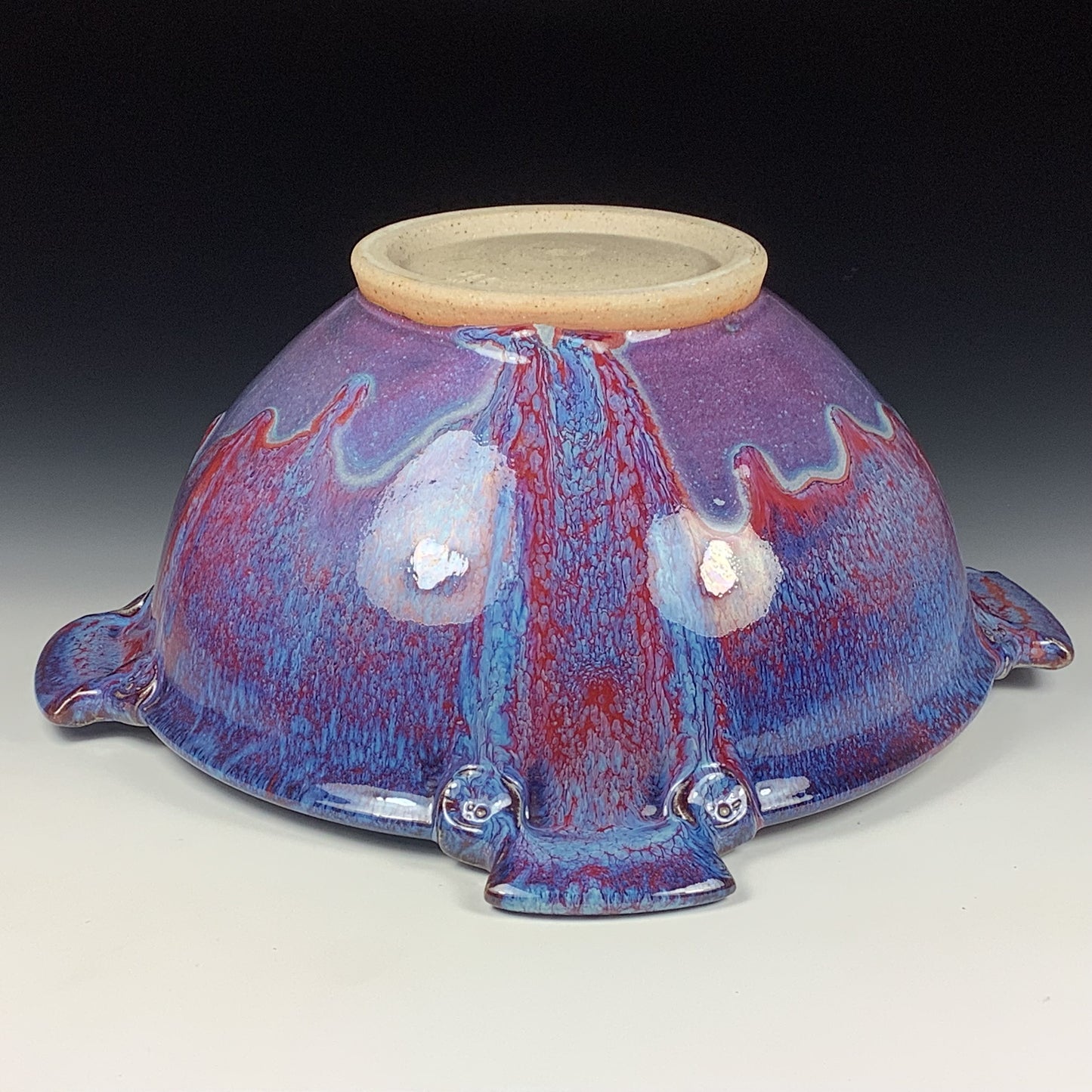 Handmade ceramic artisanal pottery bowls dinnerware stoneware serving bowls centerpiece - Large purple with handles 3685