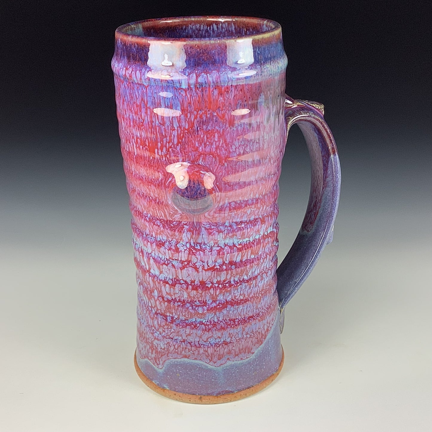 Large handmade pottery mugs rustic ceramic mugs extra large stoneware mugs oversized coffee mugs tea cup - Purple red wiggle bump - item 3719