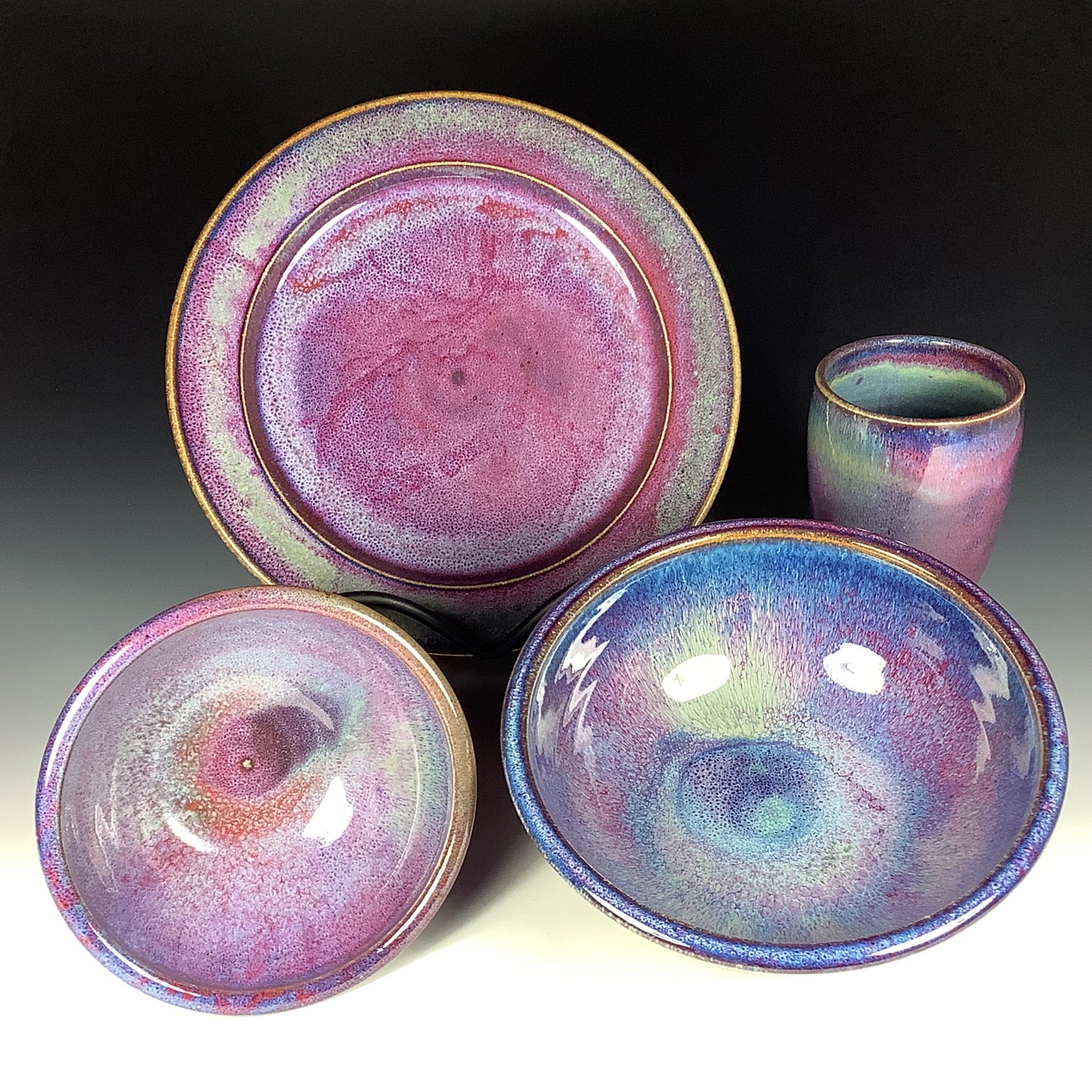 Handmade ceramic artisanal pottery dinnerware stoneware single plate setting - Purple item 3894