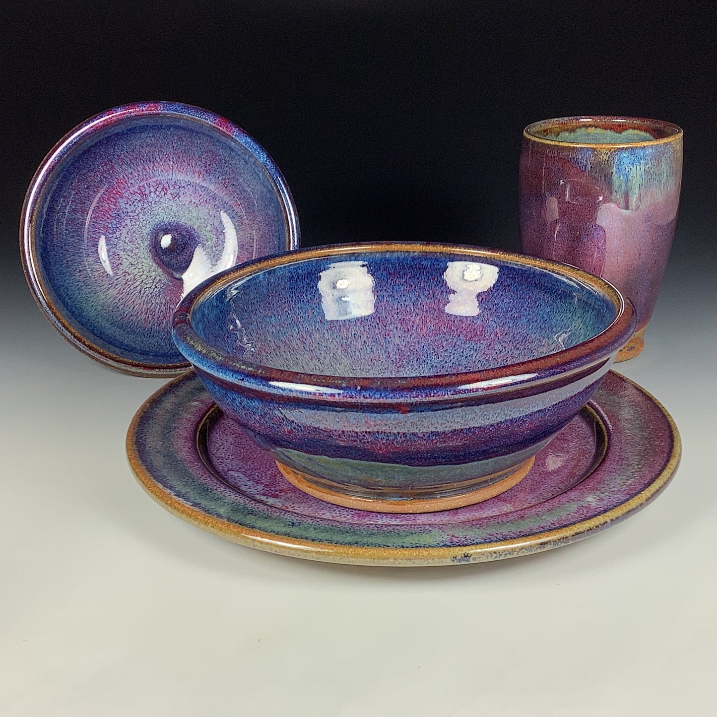 Handmade ceramic artisanal pottery dinnerware stoneware single plate setting - Purple item 3892