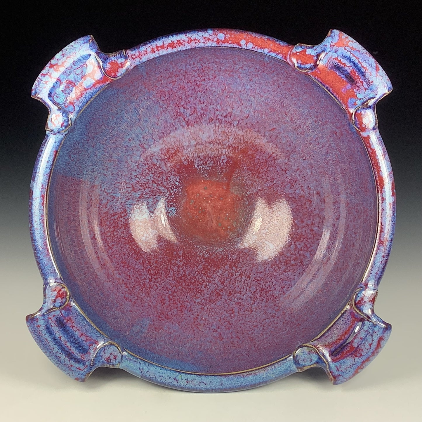 Handmade ceramic artisanal pottery bowls dinnerware stoneware serving bowls centerpiece - Large purple with handles 3685