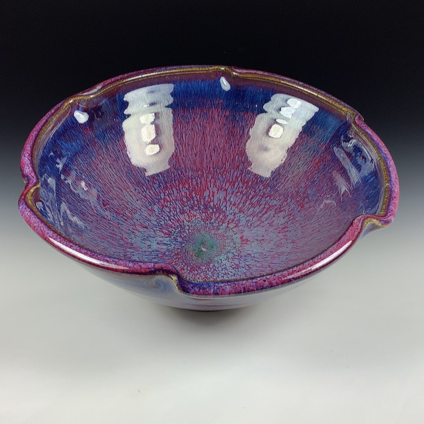 Handmade ceramic artisanal pottery bowls dinnerware stoneware serving bowls centerpiece - Medium purple scalloped rim serving bowl 3833