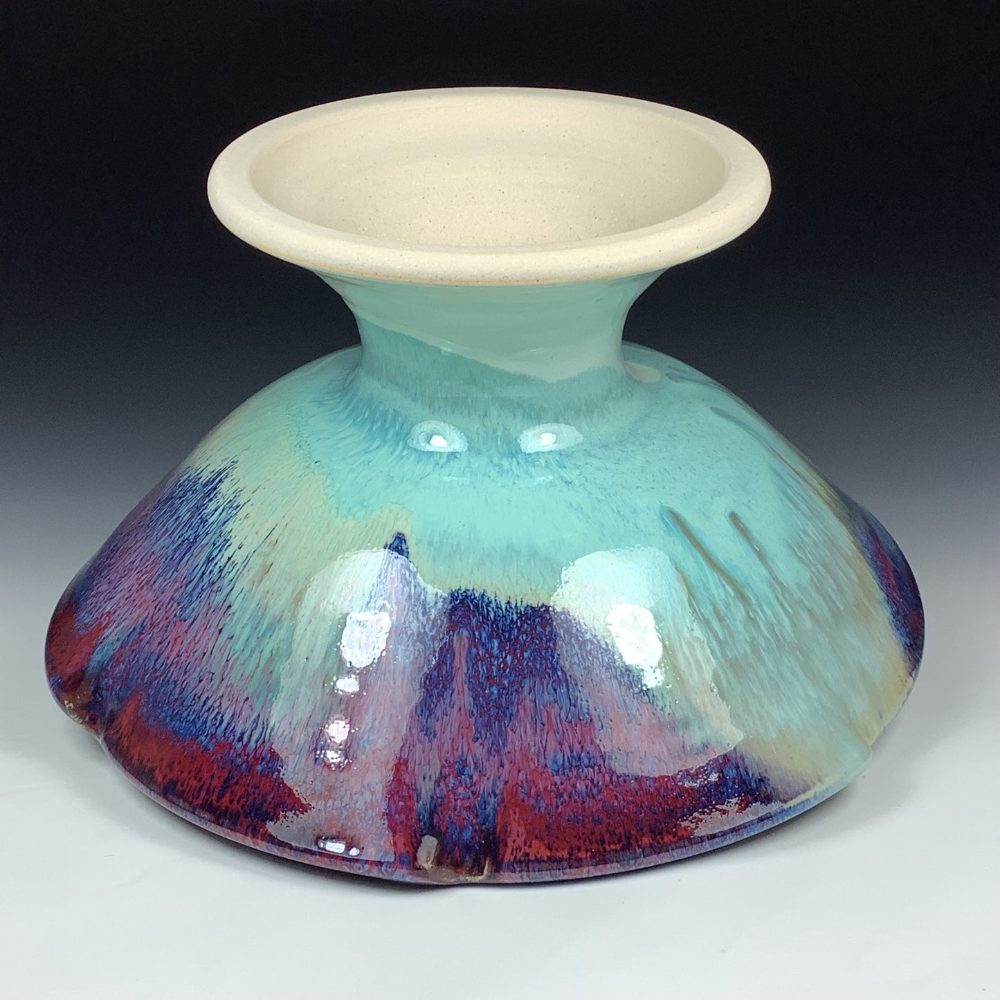 Handmade Ceramic Pedestal Serving Bowl: Purple Glaze - Item 3998