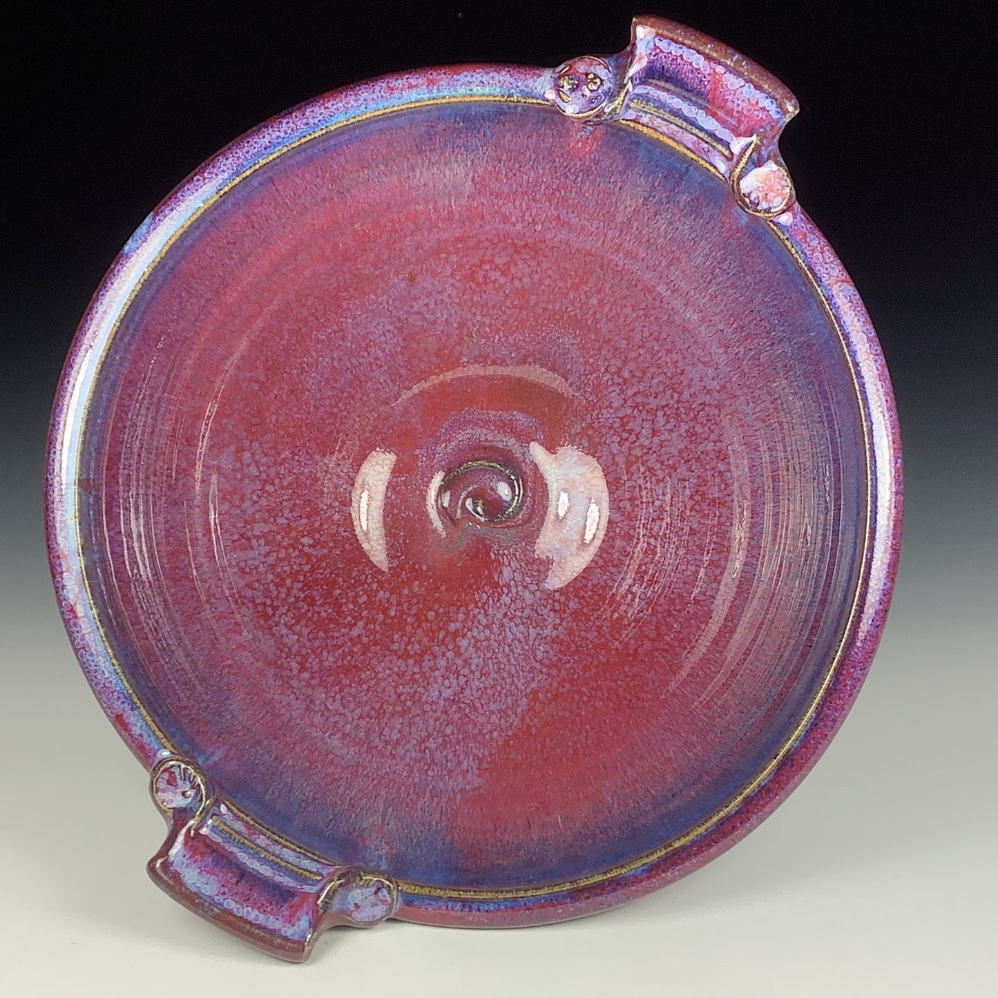 Handmade ceramic artisanal pottery bowls dinnerware stoneware serving bowls centerpiece - Large purple with handles 3687