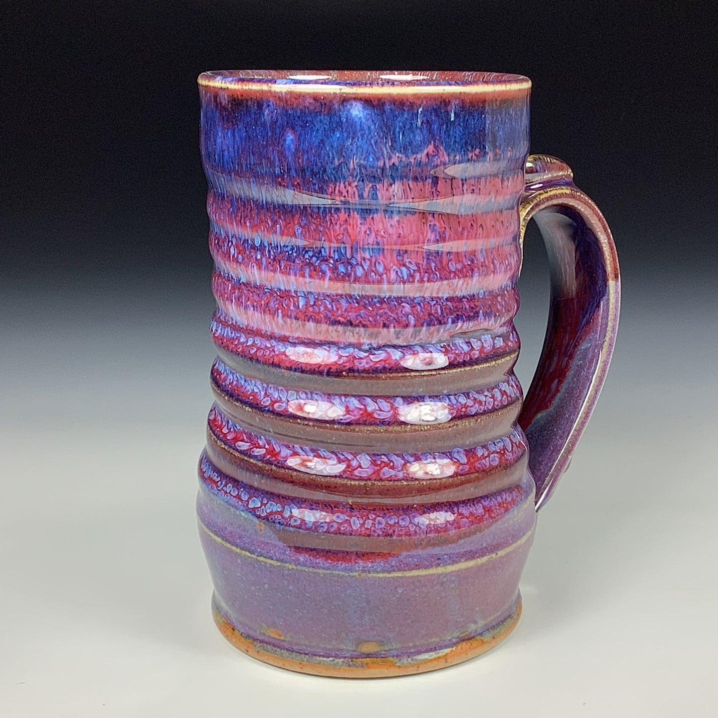 Handmade ceramic mugs stoneware coffee mugs pottery tea mugs stoneware drinkware - purple red wiggle item 3855