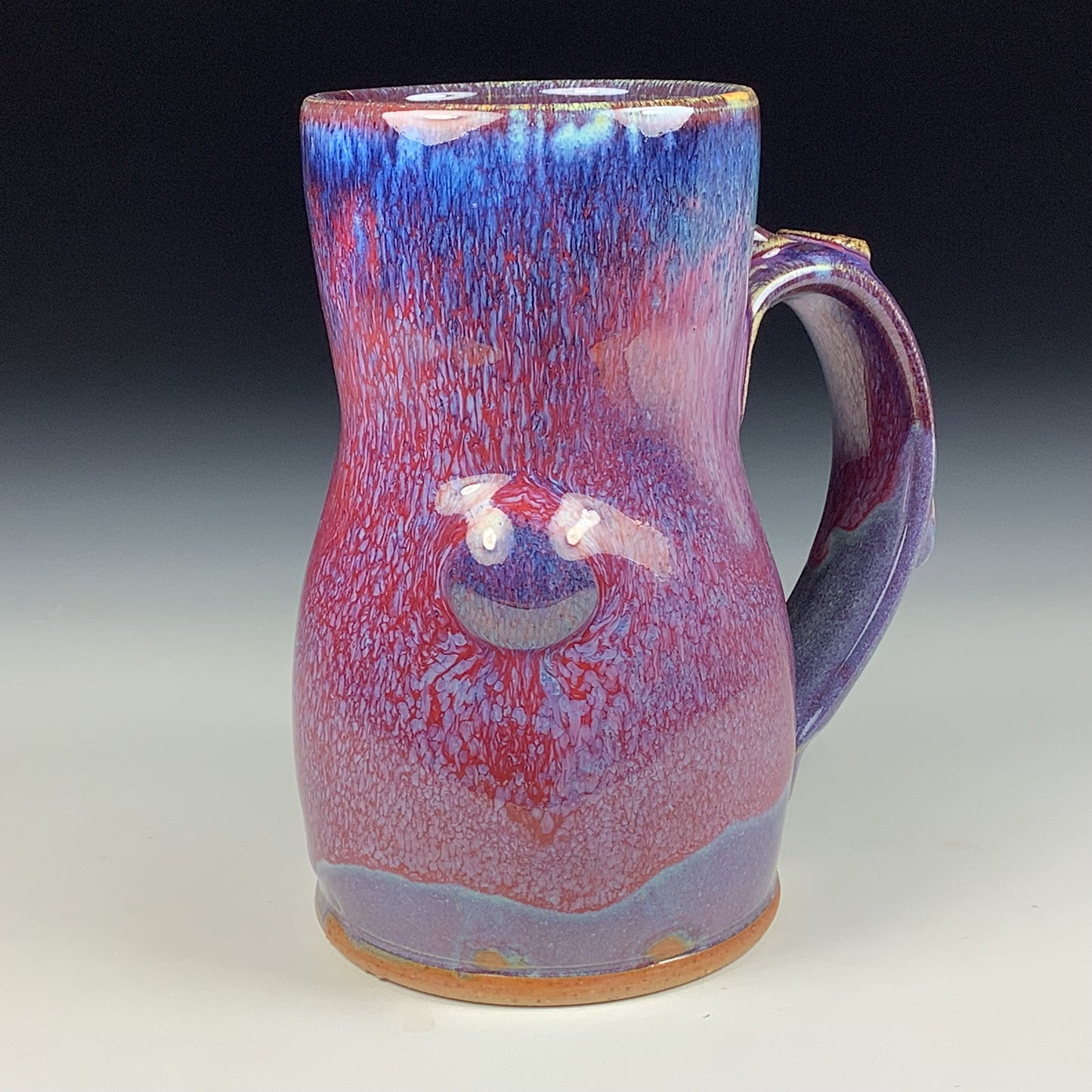Handmade ceramic mugs stoneware coffee mugs pottery tea mugs stoneware drinkware - Purple red bamboo bump mug 3791