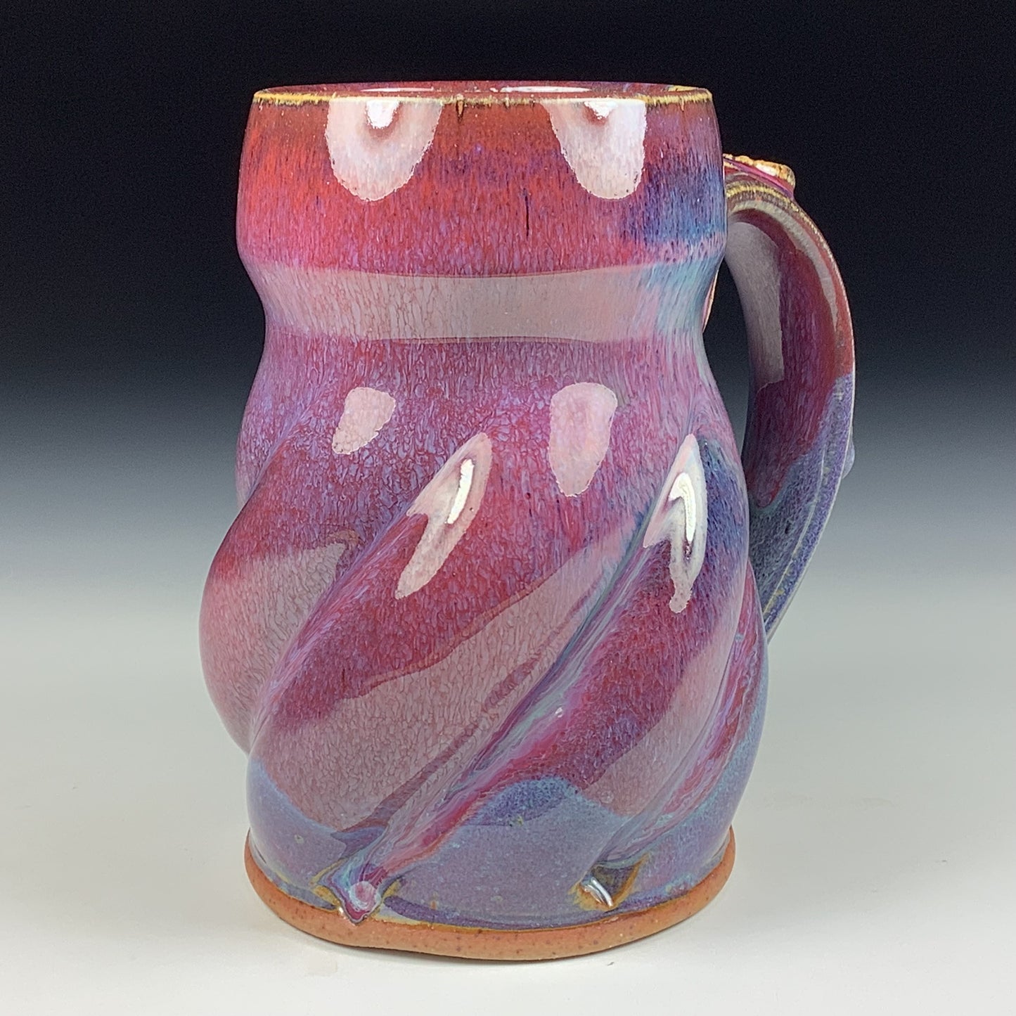 Handmade ceramic mugs stoneware coffee mugs pottery tea mugs stoneware drinkware - purple red twisty mug 3774