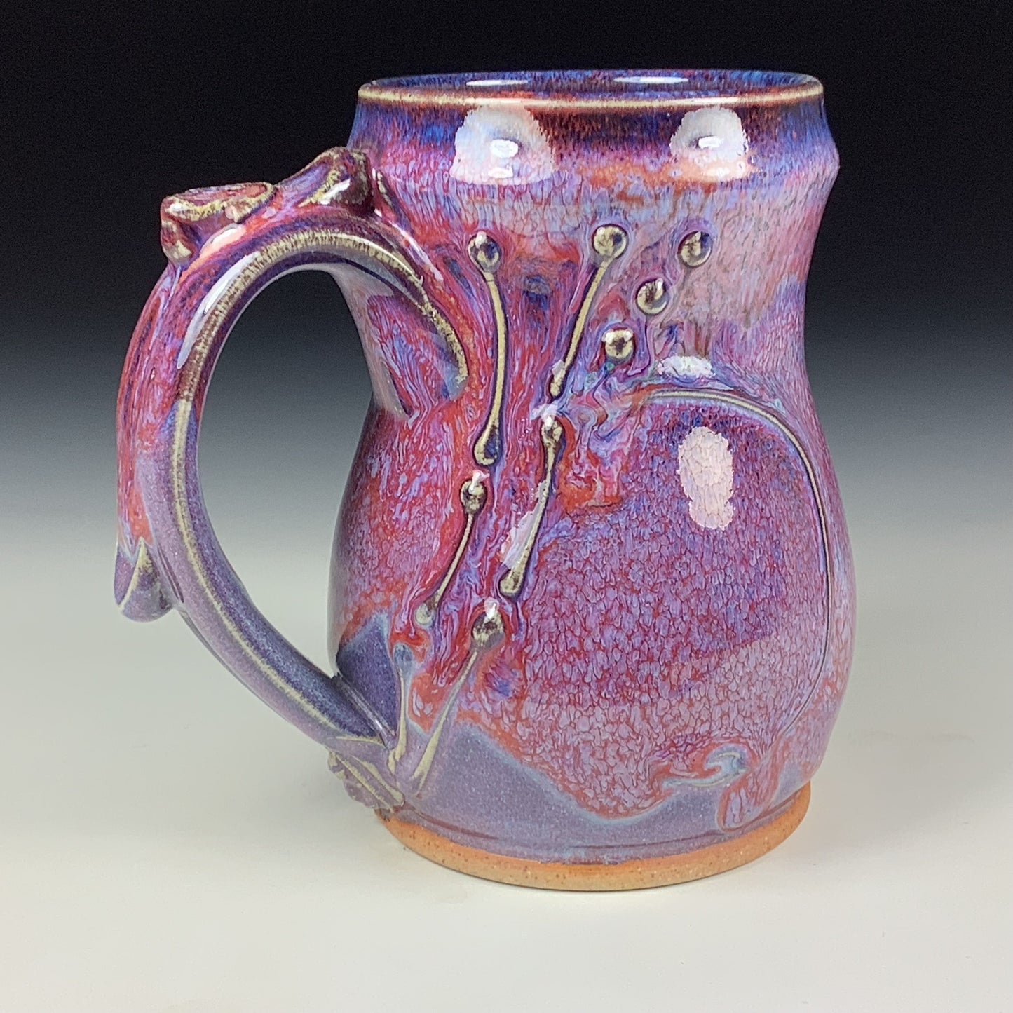 Handmade ceramic mugs stoneware coffee mugs pottery tea mugs stoneware drinkware - Purple red bamboo bump mug 3759