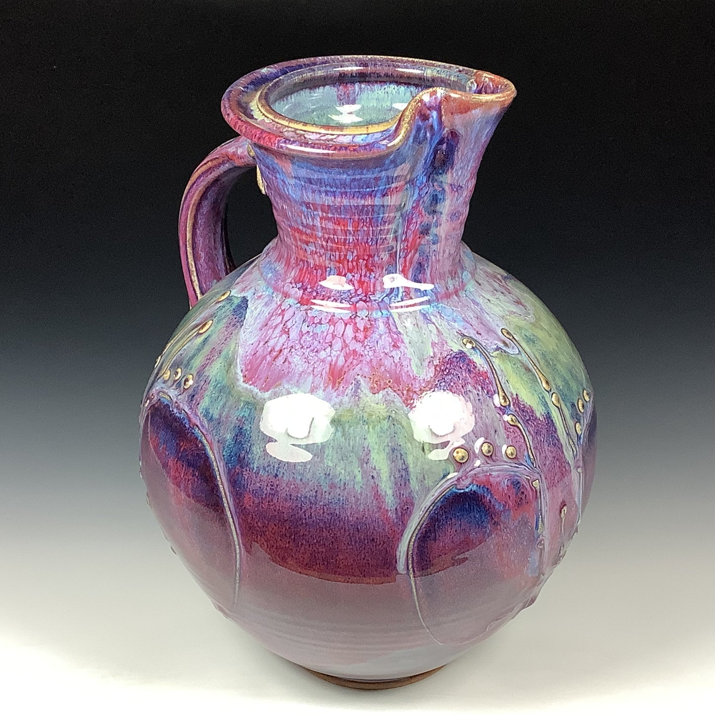 Handmade Ceramic Pottery Pitcher or Vase - Purple Bamboo
