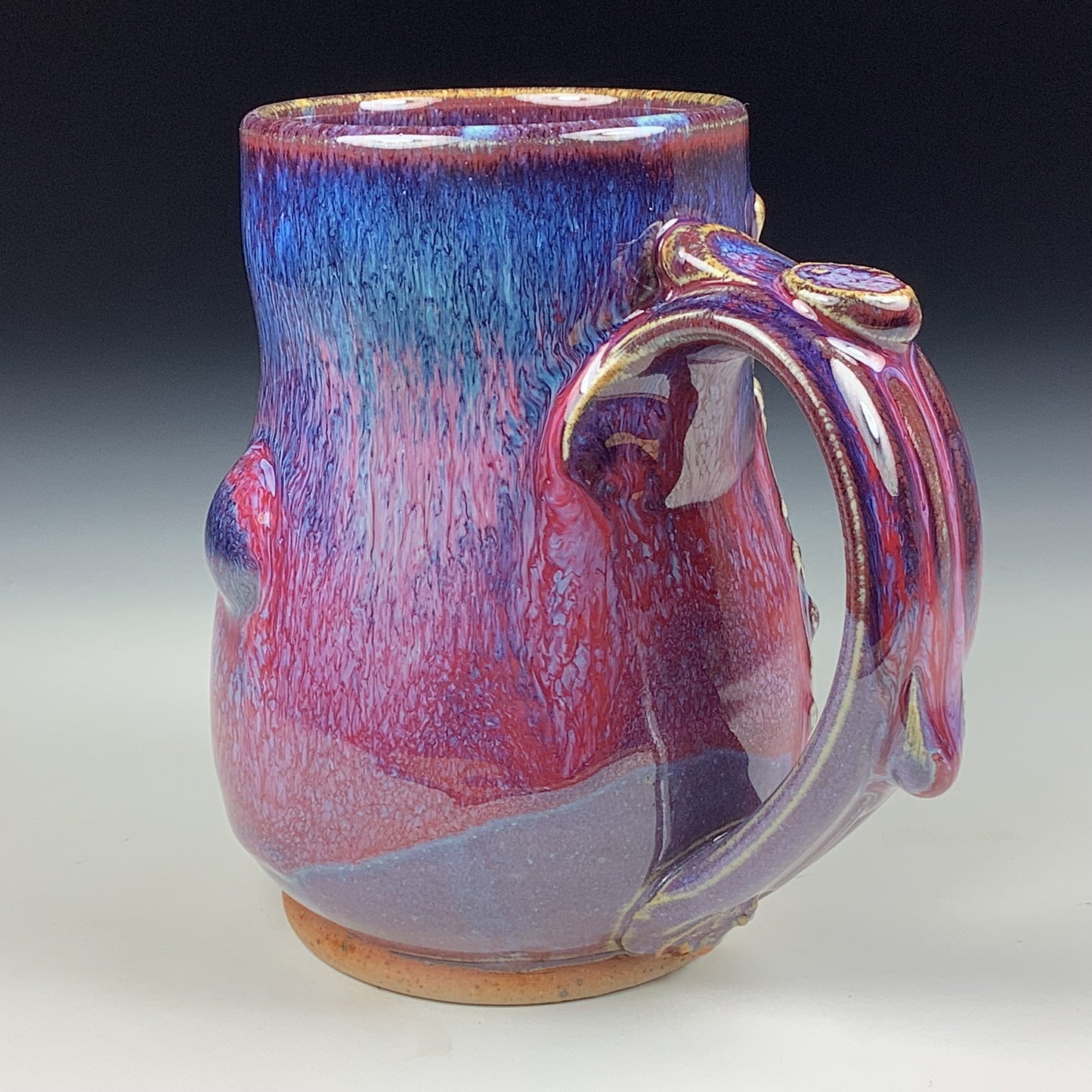 Handmade ceramic mugs stoneware coffee mugs pottery tea mugs stoneware drinkware - Purple red bamboo bump mug 3761