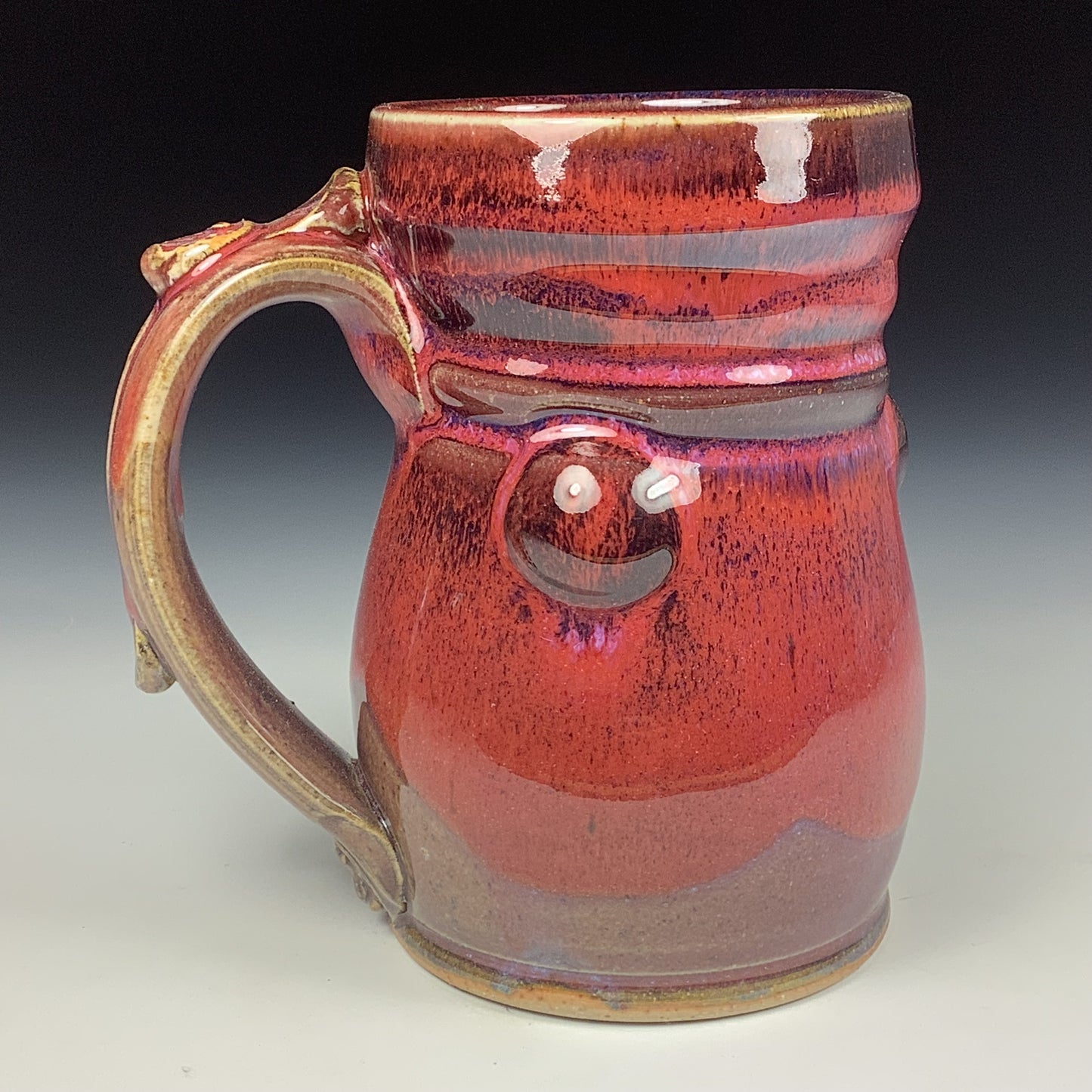 Handmade ceramic mugs stoneware coffee mugs pottery tea mugs stoneware drinkware - red purple bump mug 3634