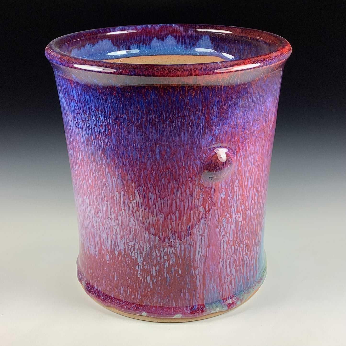 Decorative pottery vases utensil holder crock rustic clay vases artistic luxury handmade vases artistic centerpieces dinnerware stoneware- large purple red blue bump 3834