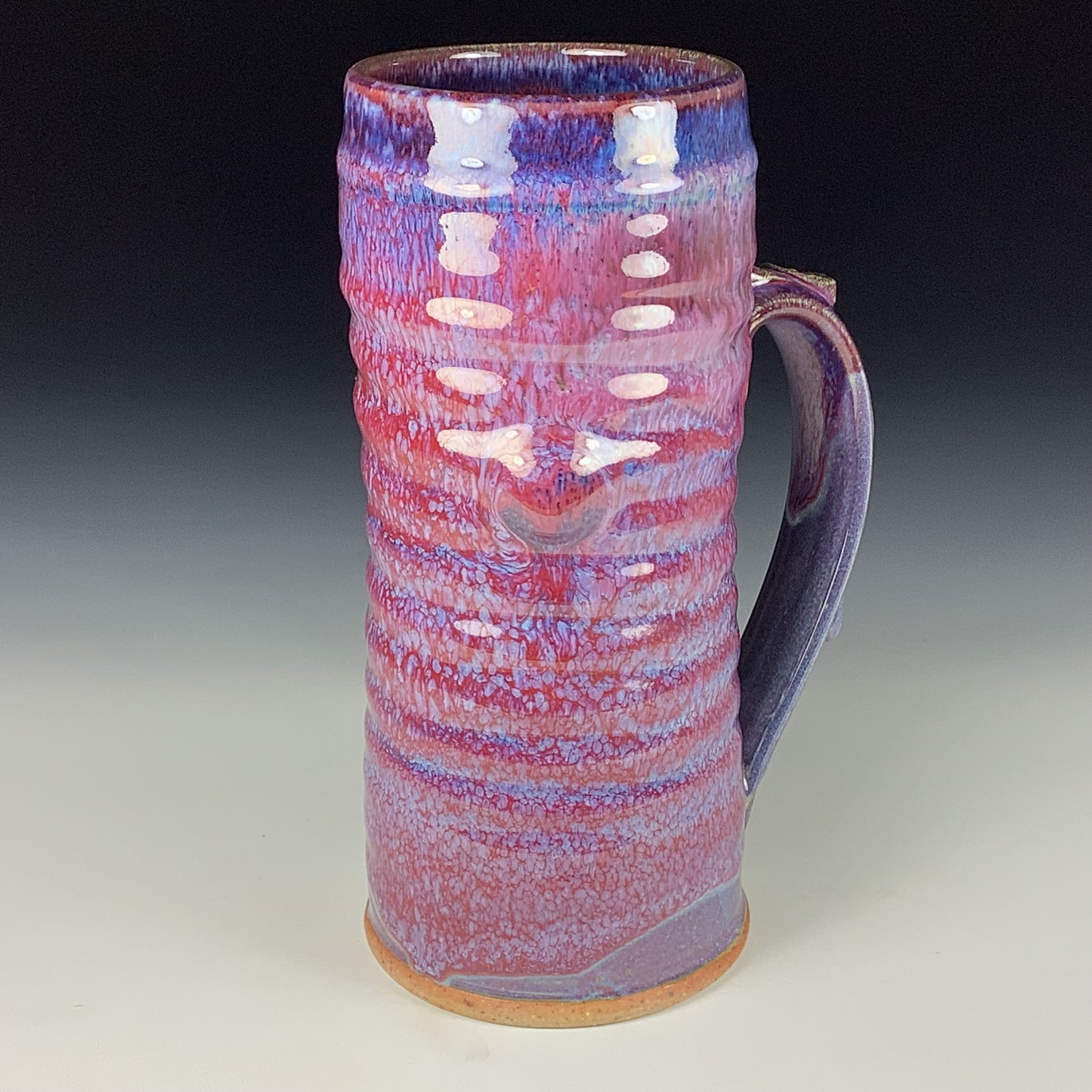 Large handmade pottery mugs rustic ceramic mugs extra large stoneware mugs oversized coffee mugs tea cup - Purple red wiggle guitar bump - item 3727