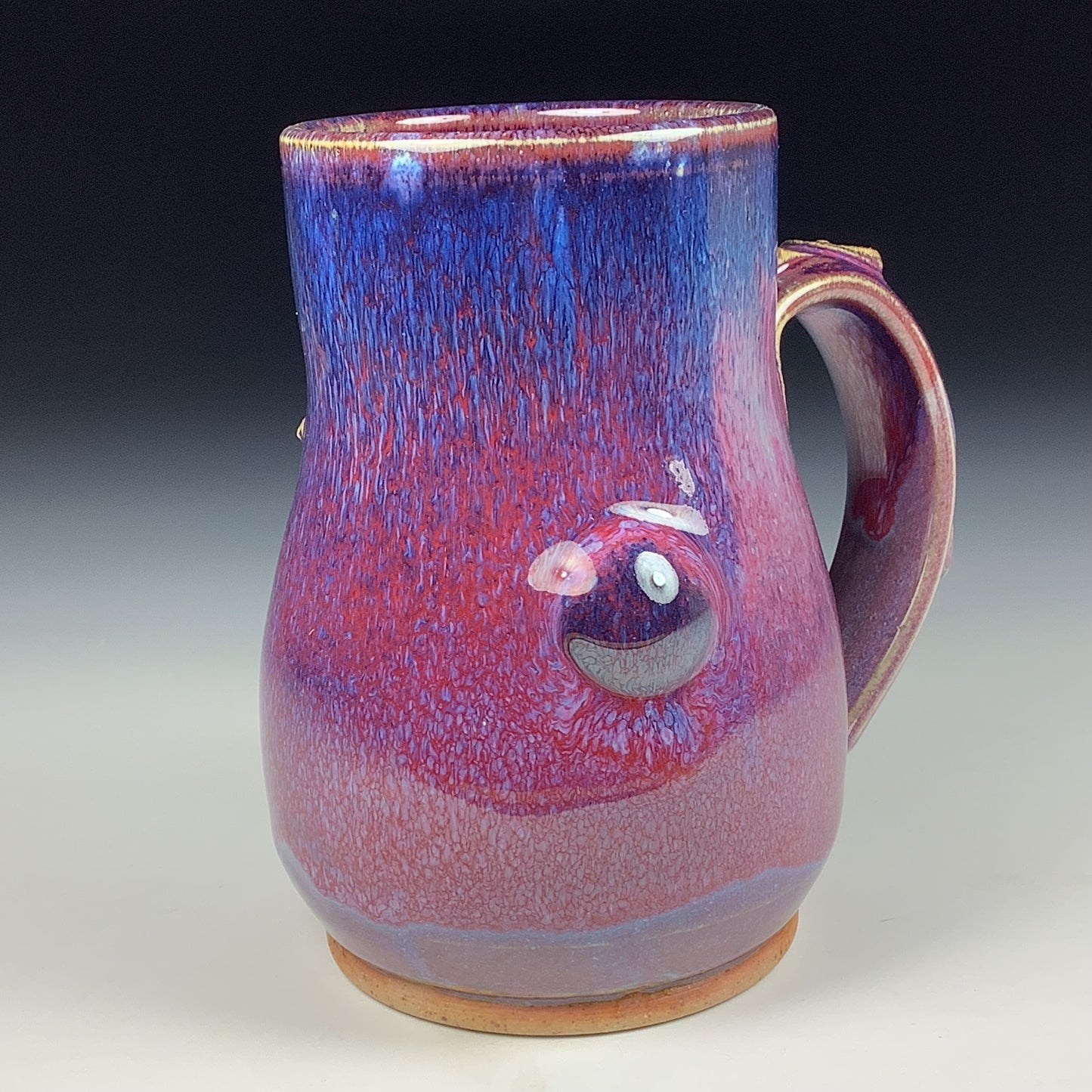 Handmade ceramic mugs stoneware coffee mugs pottery tea mugs stoneware drinkware - Purple red jellyfish slip bump mug 3766