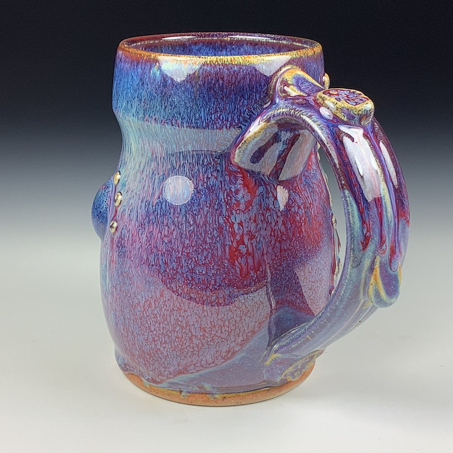 Handmade ceramic mugs stoneware coffee mugs pottery tea mugs stoneware drinkware - Purple red bamboo bump mug 3760