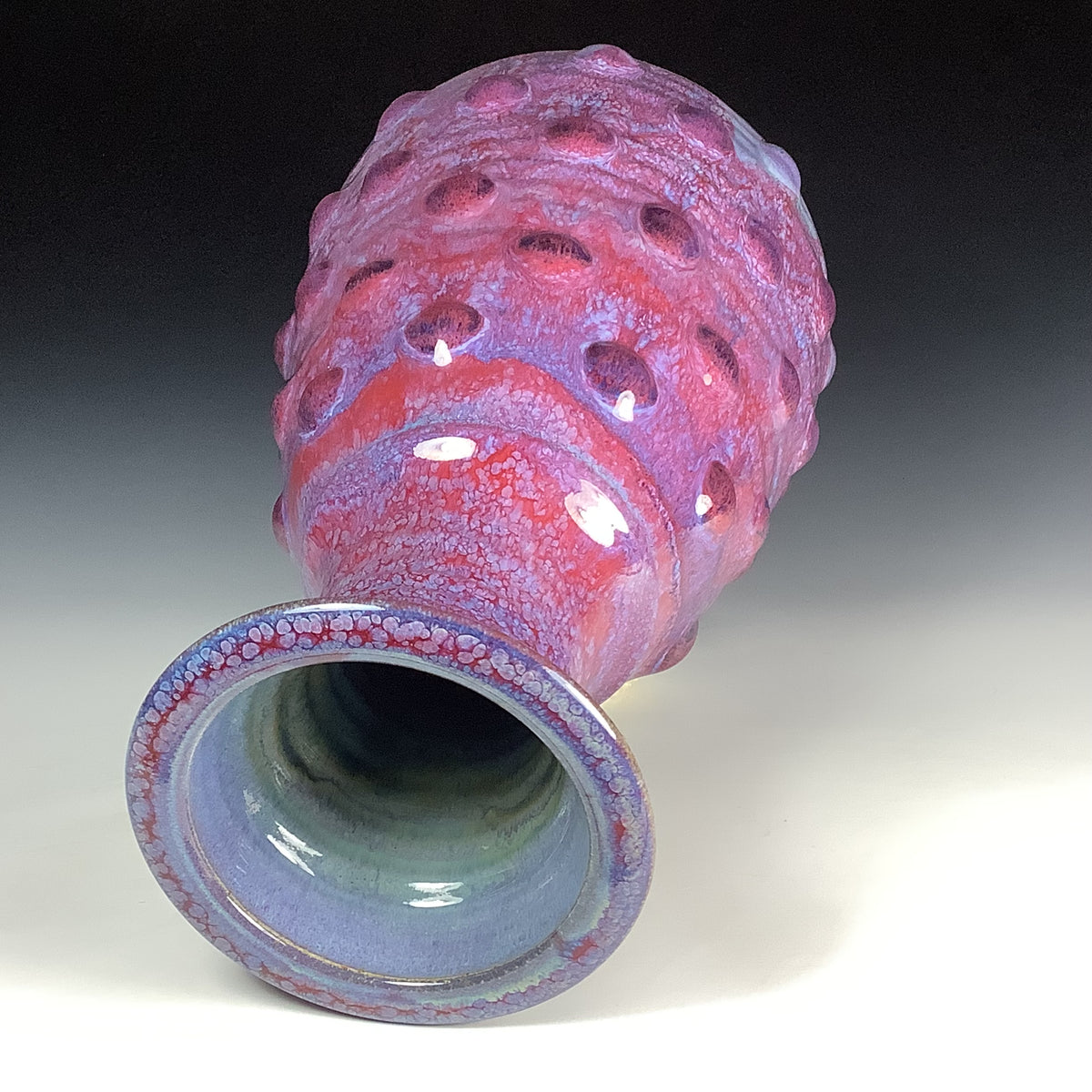 Handmade Ceramic Stoneware Large Pottery Vase - Purple Red Bump