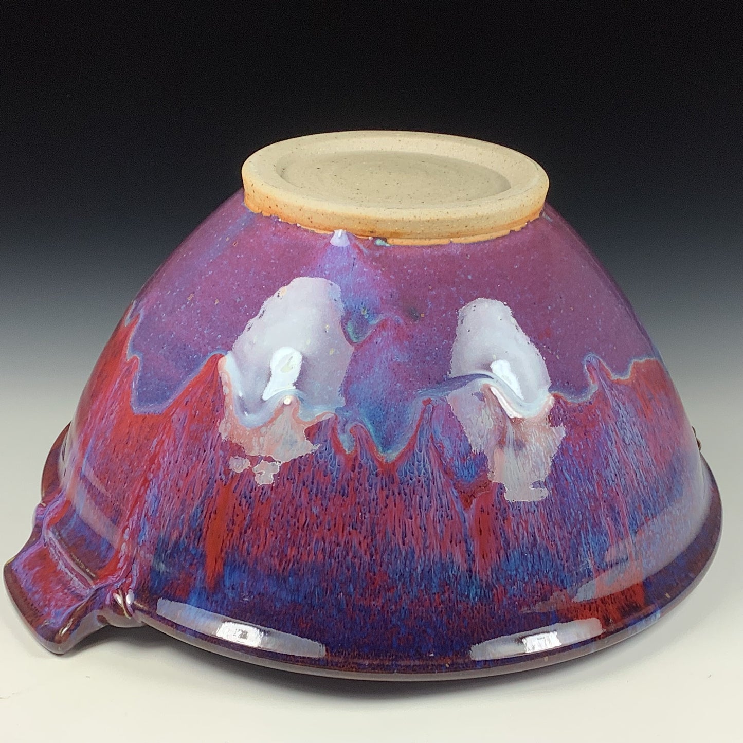 Handmade ceramic artisanal pottery bowls dinnerware stoneware serving bowls centerpiece - Large purple with handles 3687