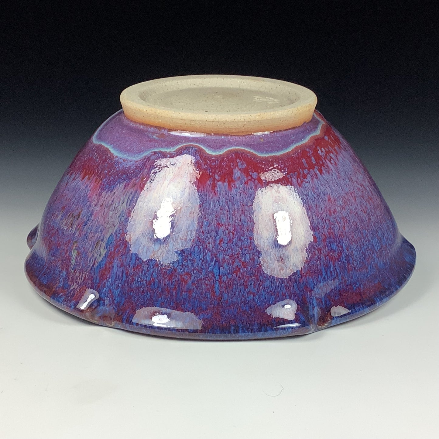 Handmade ceramic artisanal pottery bowls dinnerware stoneware serving bowls centerpiece - Medium purple scalloped rim serving bowl 3677