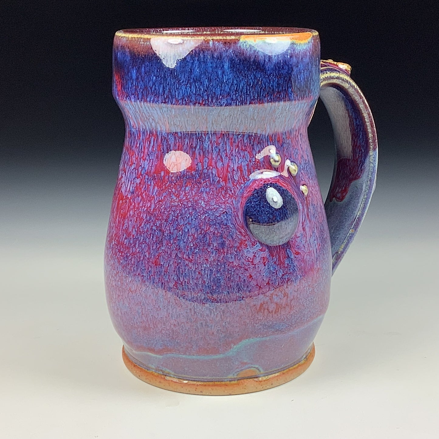 Handmade ceramic mugs stoneware coffee mugs pottery tea mugs stoneware drinkware - Purple red bamboo slip bump mug 3785