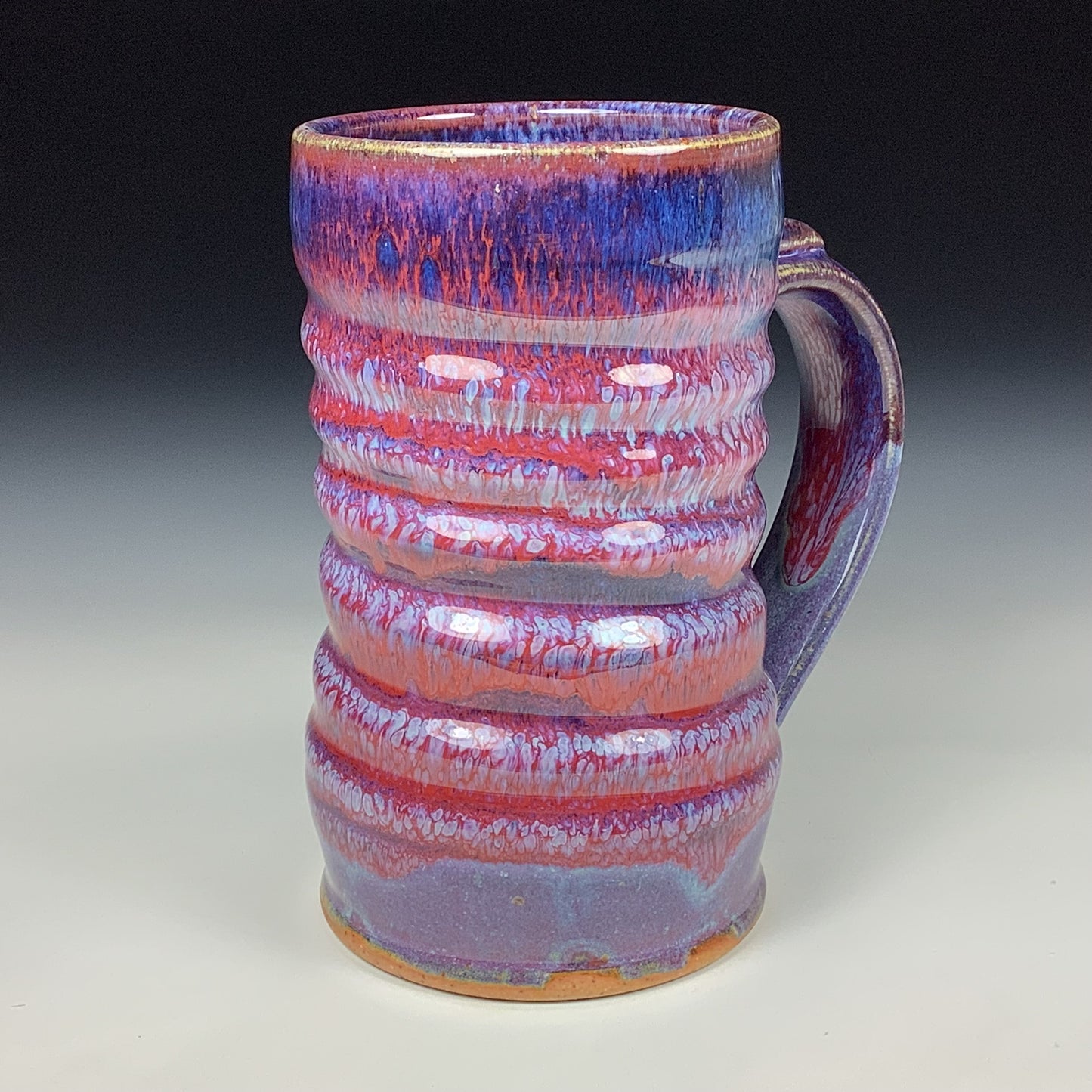 Handmade ceramic mugs stoneware coffee mugs pottery tea mugs stoneware drinkware - purple red wiggle item 3856