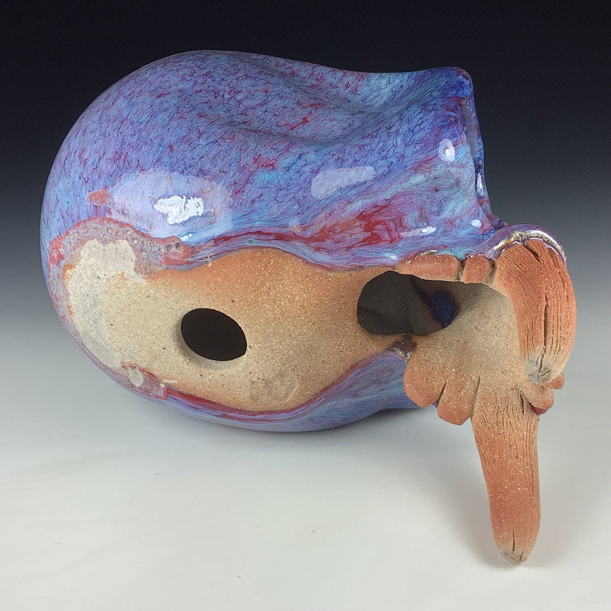 Handmade Purple Ceramic Stoneware Pottery Skull