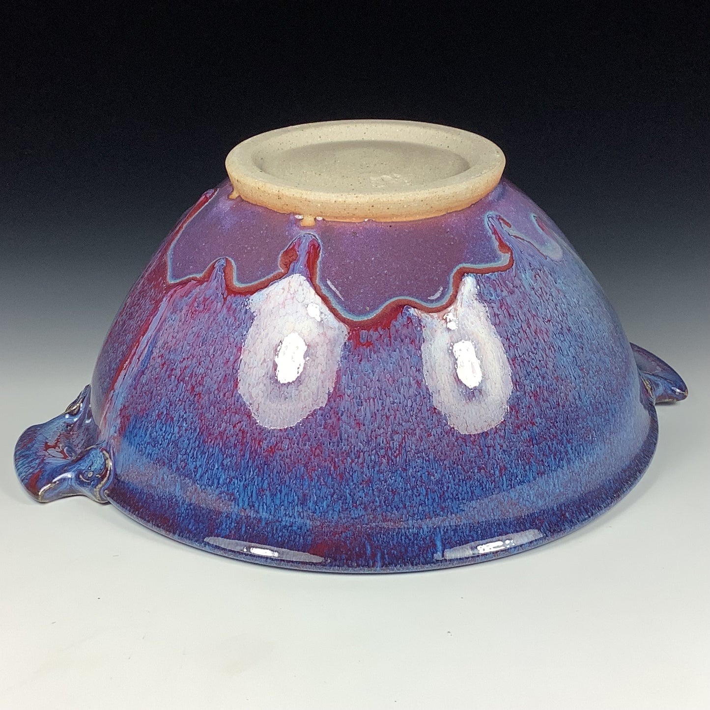 Handmade ceramic artisanal pottery bowls dinnerware stoneware serving bowls centerpiece - Large purple with handles 3683