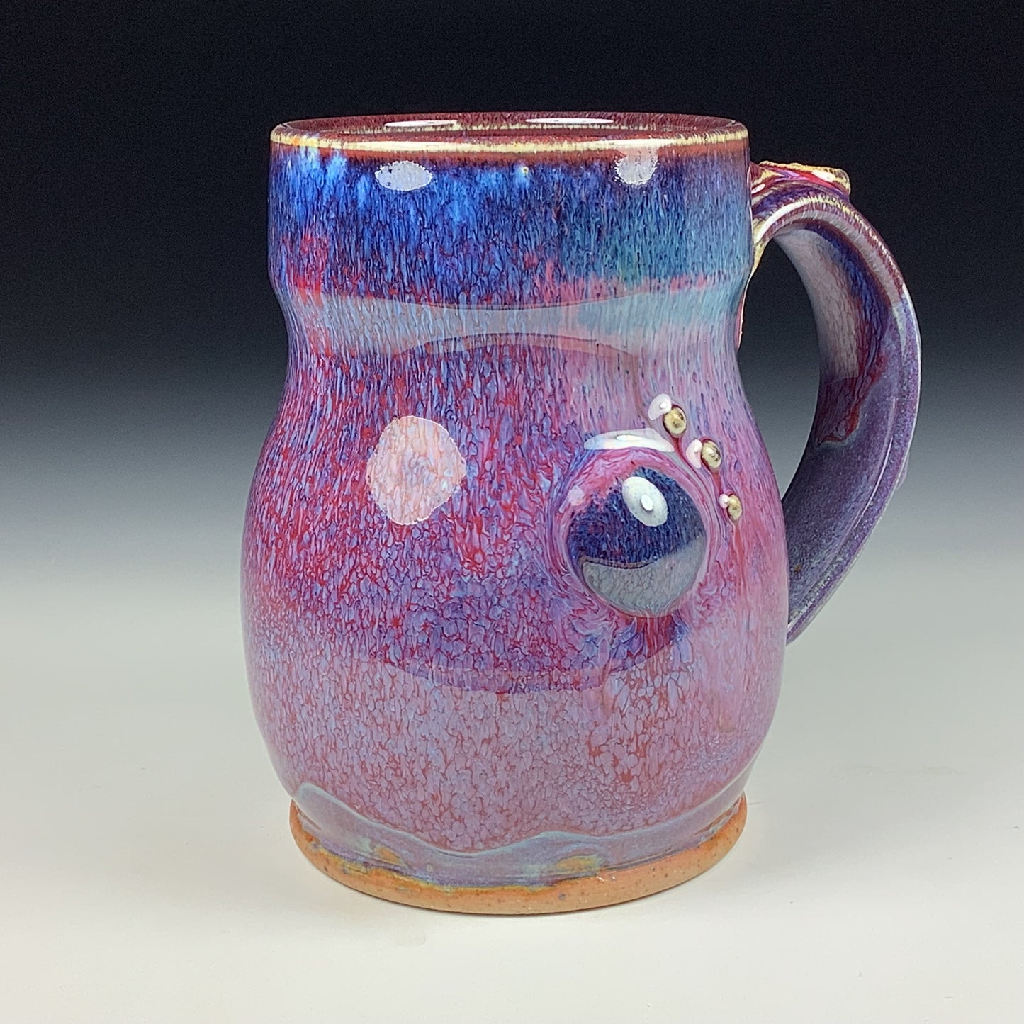 Handmade ceramic mugs stoneware coffee mugs pottery tea mugs stoneware drinkware - Purple red jellyfish slip bump mug 3763