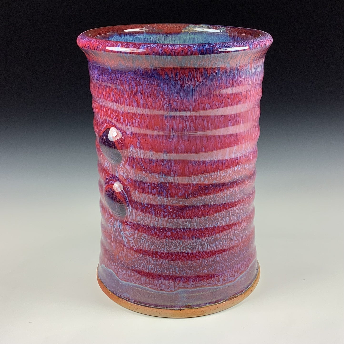 Decorative pottery vases utensil holder crock rustic clay vases artistic luxury handmade vases artistic centerpieces dinnerware stoneware- red wiggle bump 3836