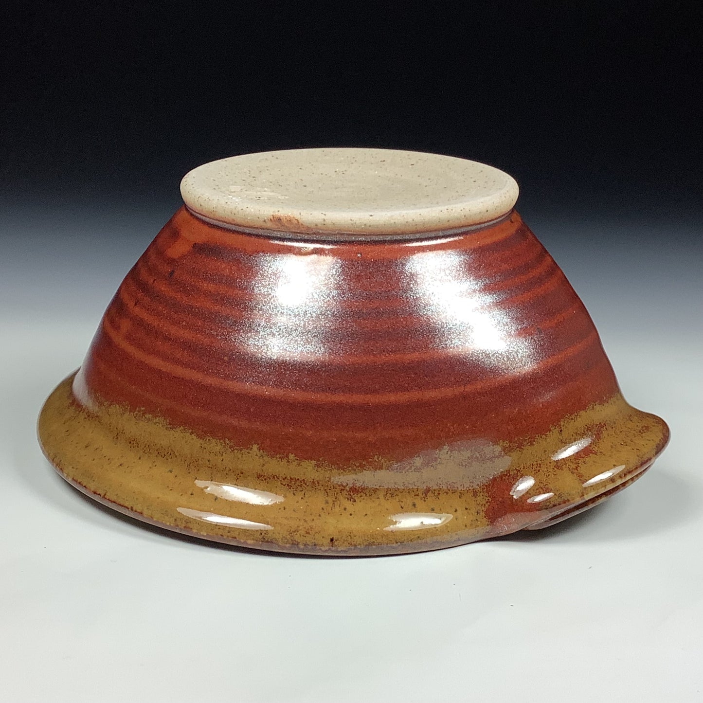 Handmade ceramic deep spoon rest stoneware pottery kitchenware - Iron red with white ash dotted rim item 3874