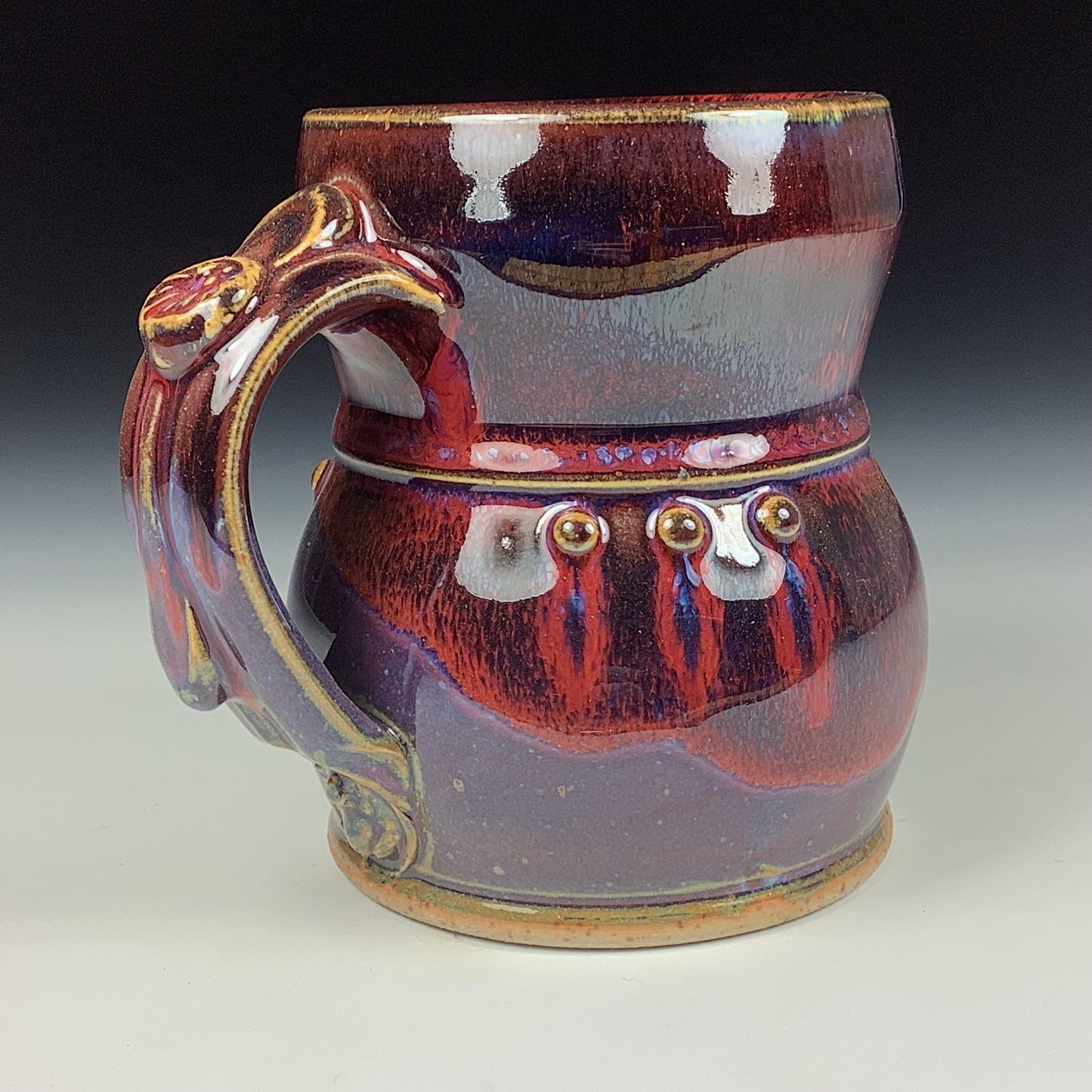 Handmade ceramic mugs stoneware coffee mugs pottery tea mugs stoneware drinkware -purple slip trail dot mug3666