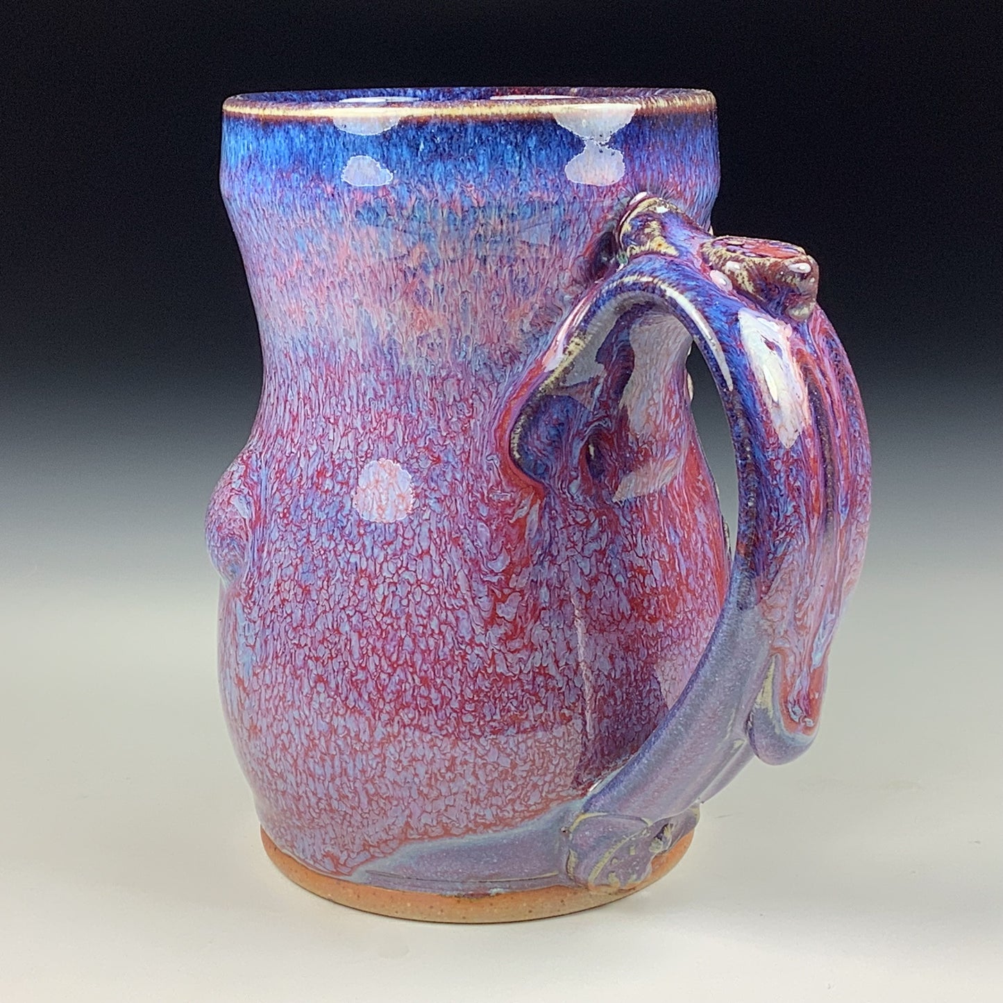 Handmade ceramic mugs stoneware coffee mugs pottery tea mugs stoneware drinkware - Purple red bamboo bump mug 3767