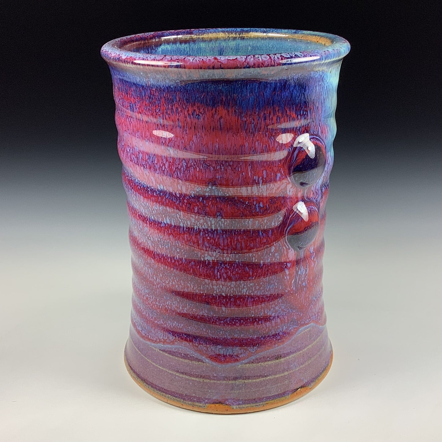 Decorative pottery vases utensil holder crock rustic clay vases artistic luxury handmade vases artistic centerpieces dinnerware stoneware - red wiggle flashed bump 3837
