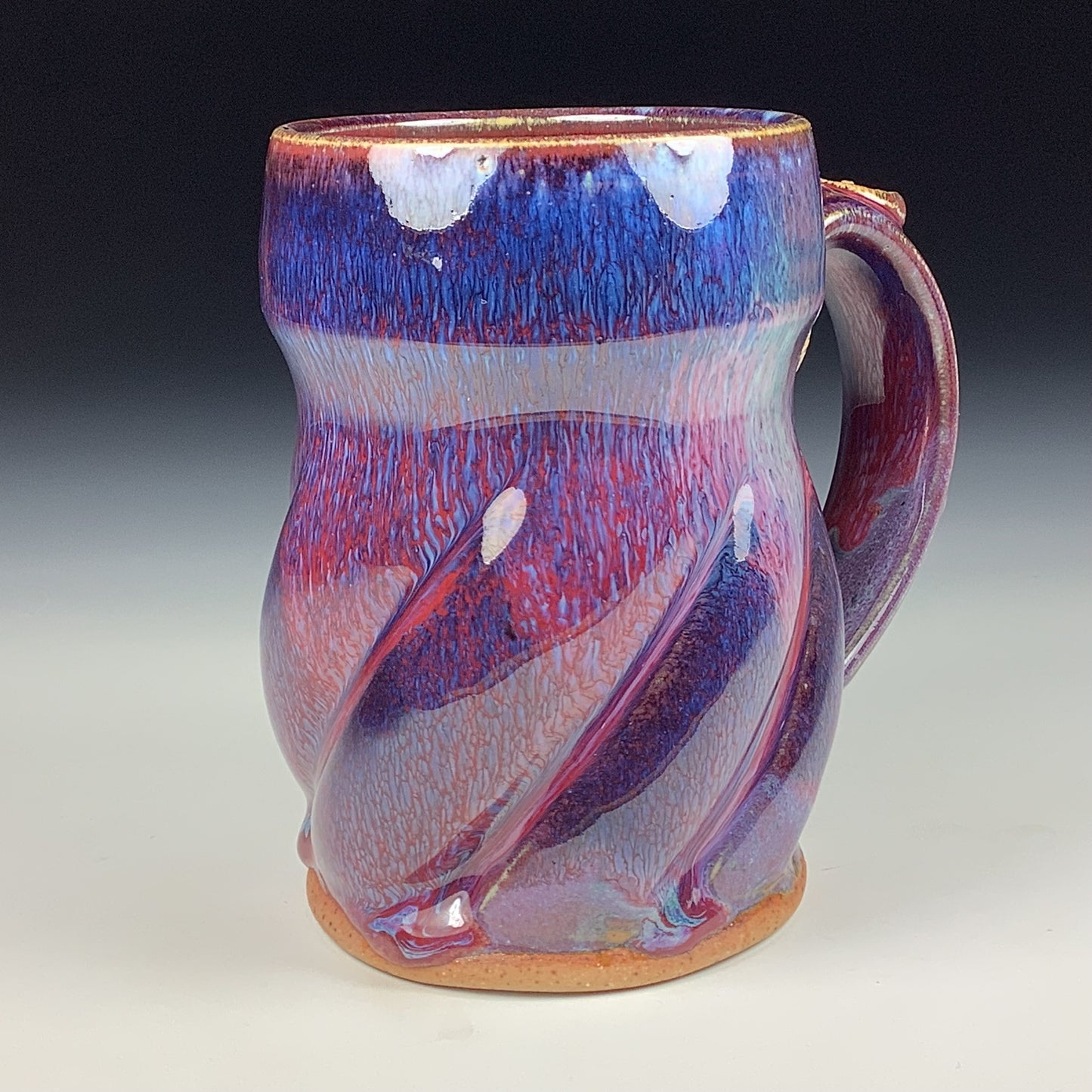 Handmade ceramic mugs stoneware coffee mugs pottery tea mugs stoneware drinkware - Purple red twisted mug 3765
