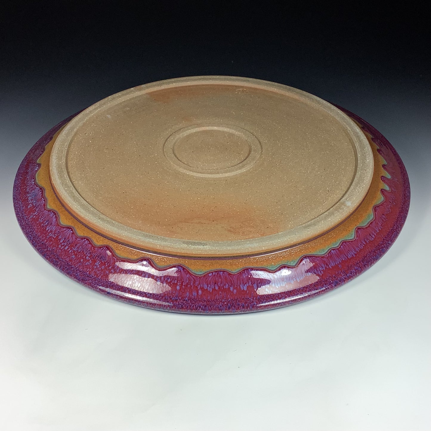Handmade ceramic artisanal pottery dinnerware stoneware serving huge platter centerpiece - Purple item 3890